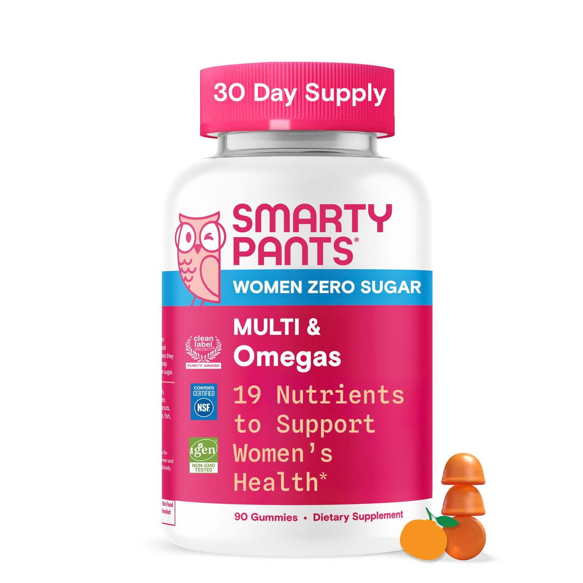SmartyPants Women's Zero Sugar Multi & Omegas front view