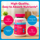 SmartyPants Women's Zero Sugar Multi & Omegas gummies in a bowl