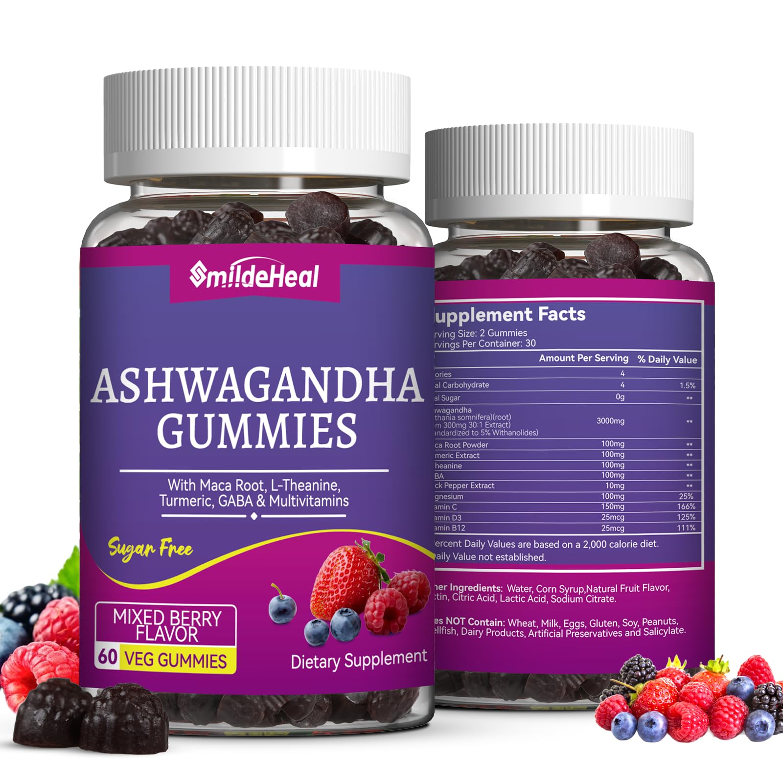 SmildeHeal Ashwagandha Gummies bottle front view