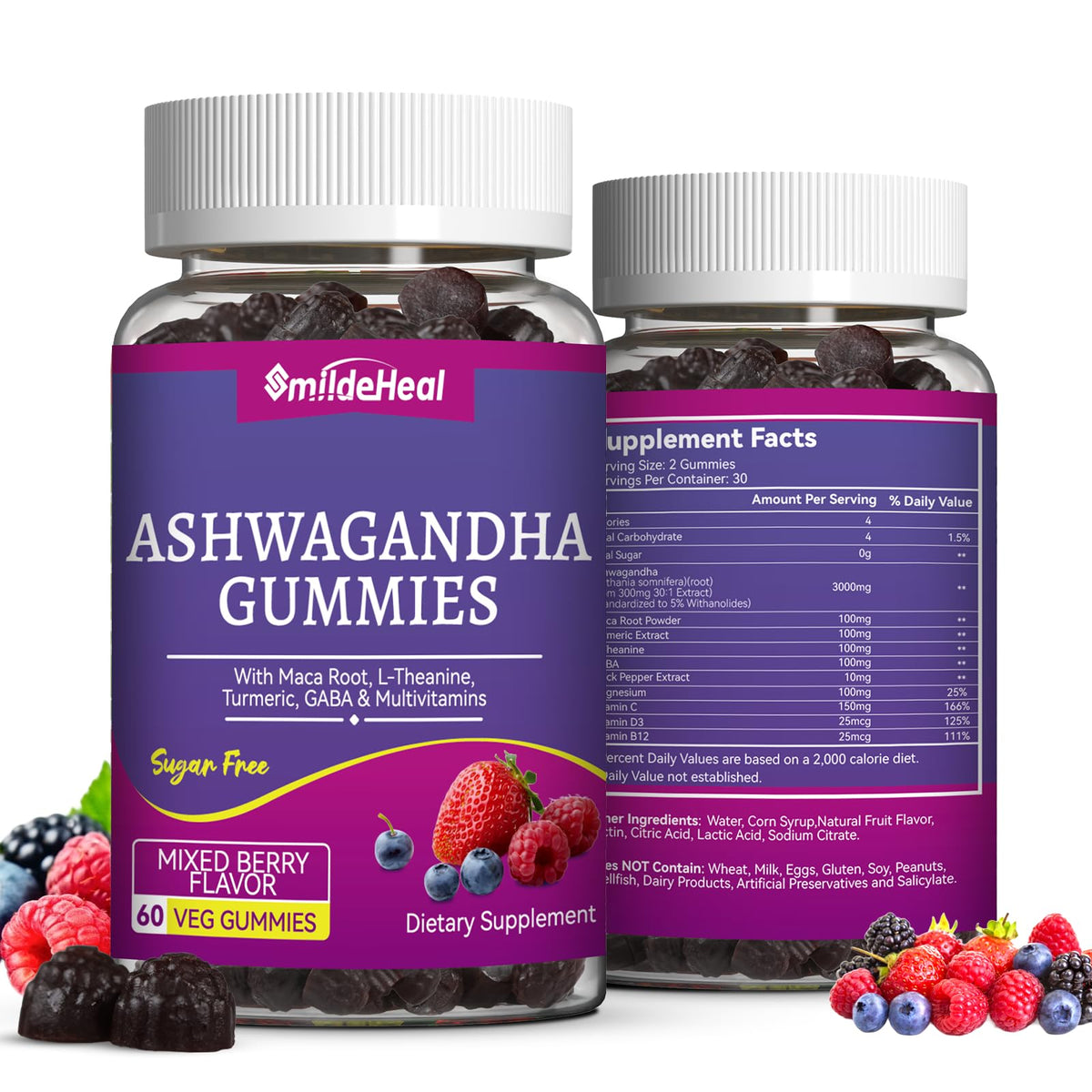 SmildeHeal Ashwagandha Gummies bottle front view