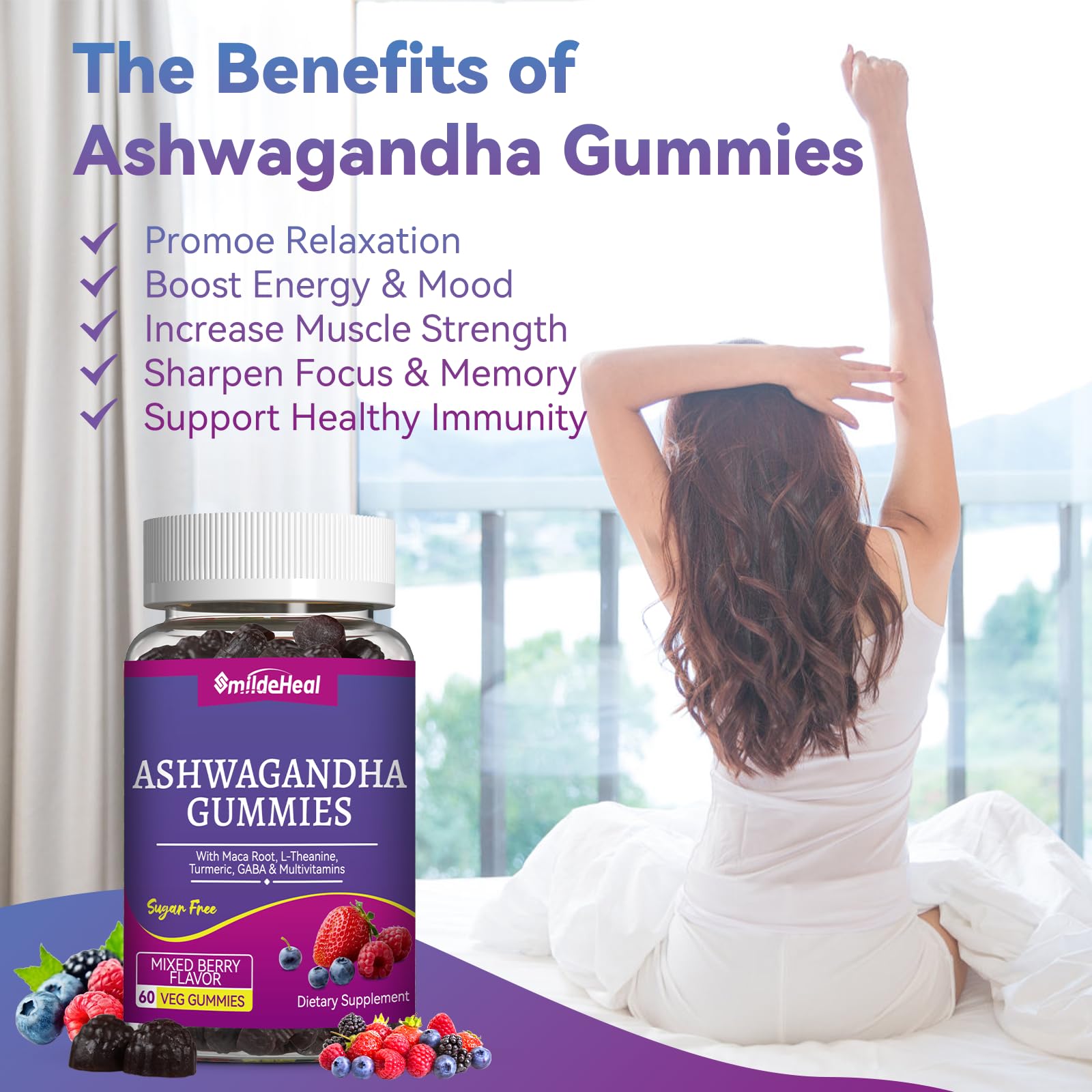 SmildeHeal Ashwagandha Gummies with fresh herbs