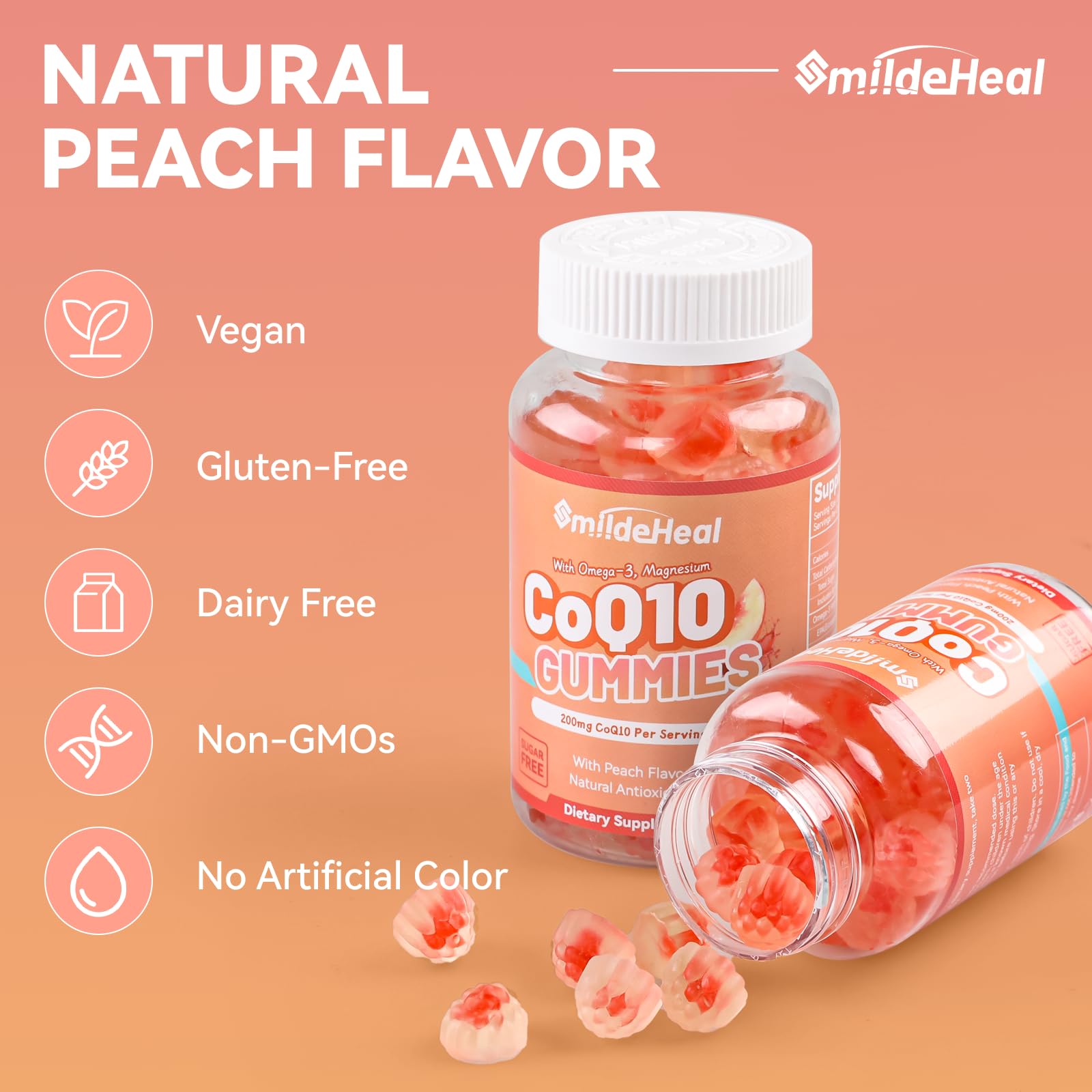 SmildeHeal CoQ10 Gummies in a hand for size reference