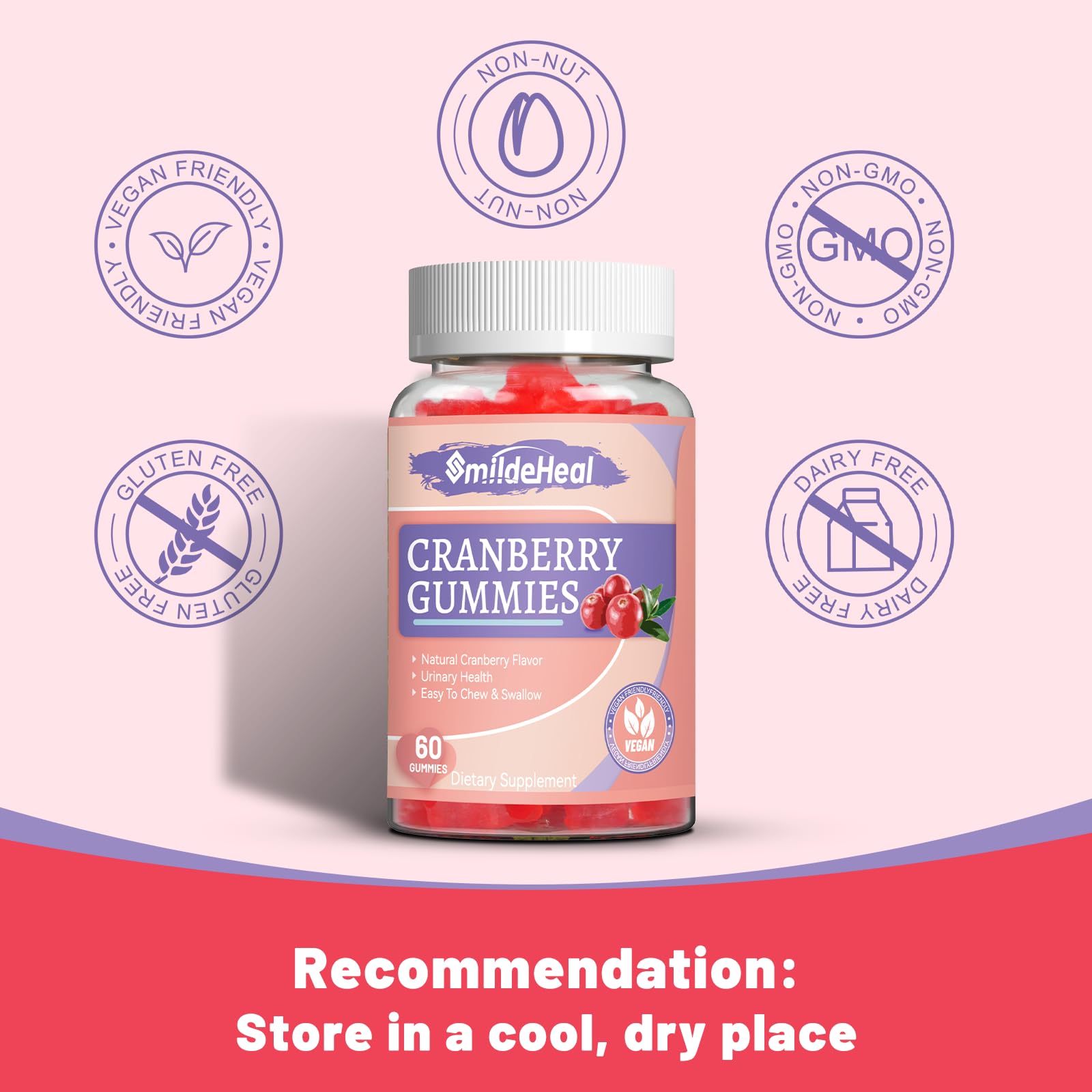 SmildeHeal Cranberry D-Mannose Gummies nutritional information