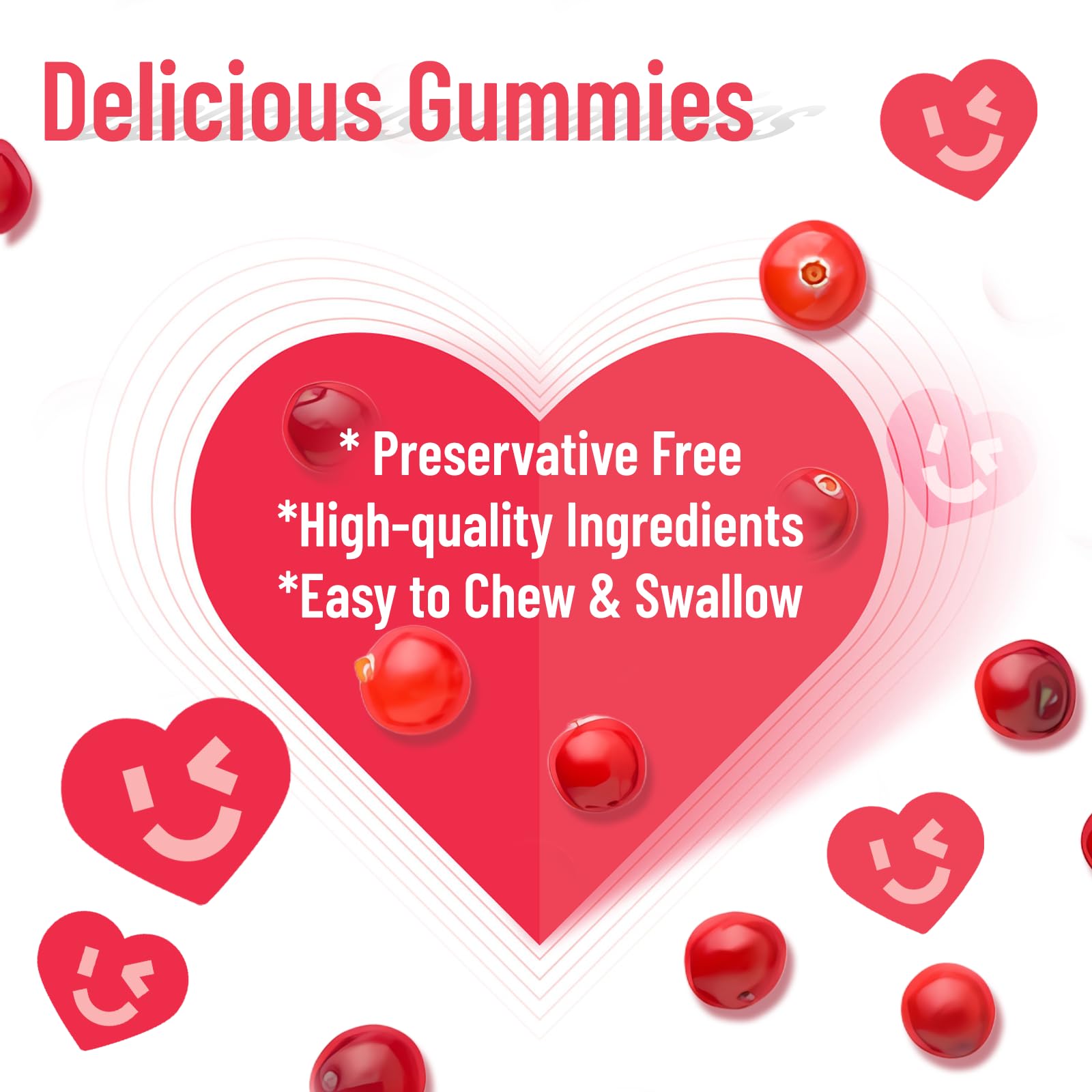 SmildeHeal Cranberry D-Mannose Gummies with fresh cranberries