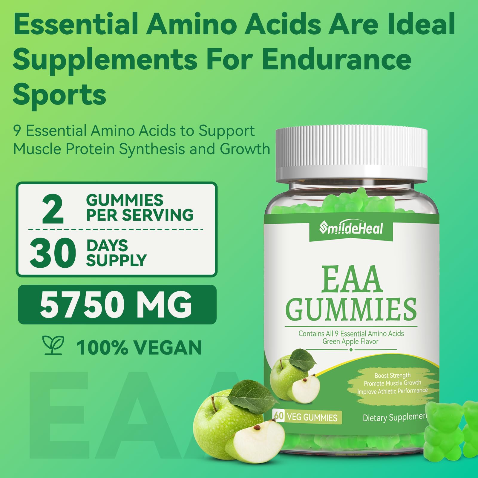 SmildeHeal EAA Gummies nutritional information label
