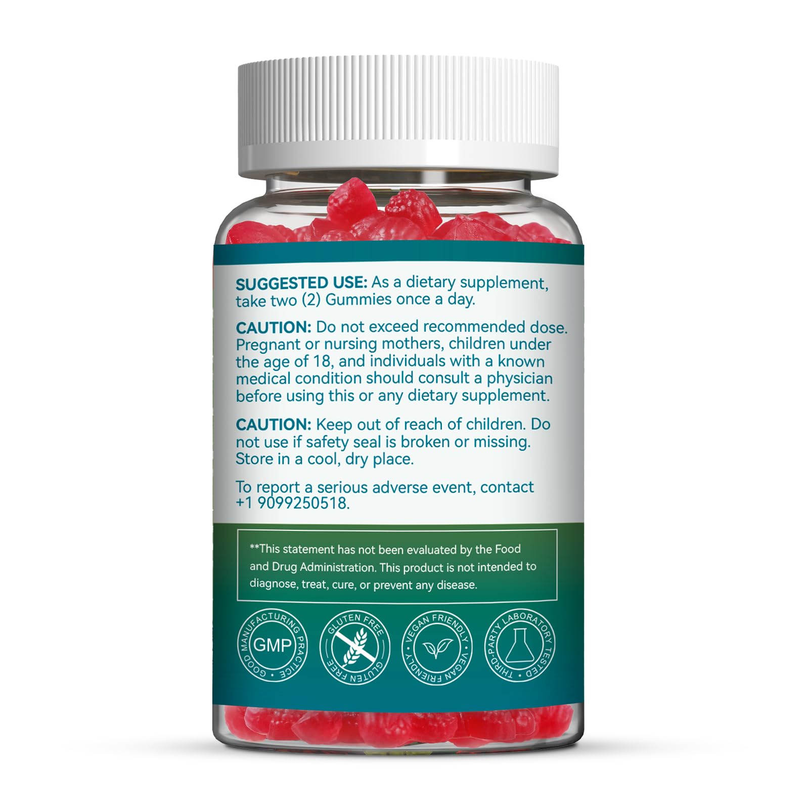 SmildeHeal Gummy Multivitamins with a measuring spoon for serving size