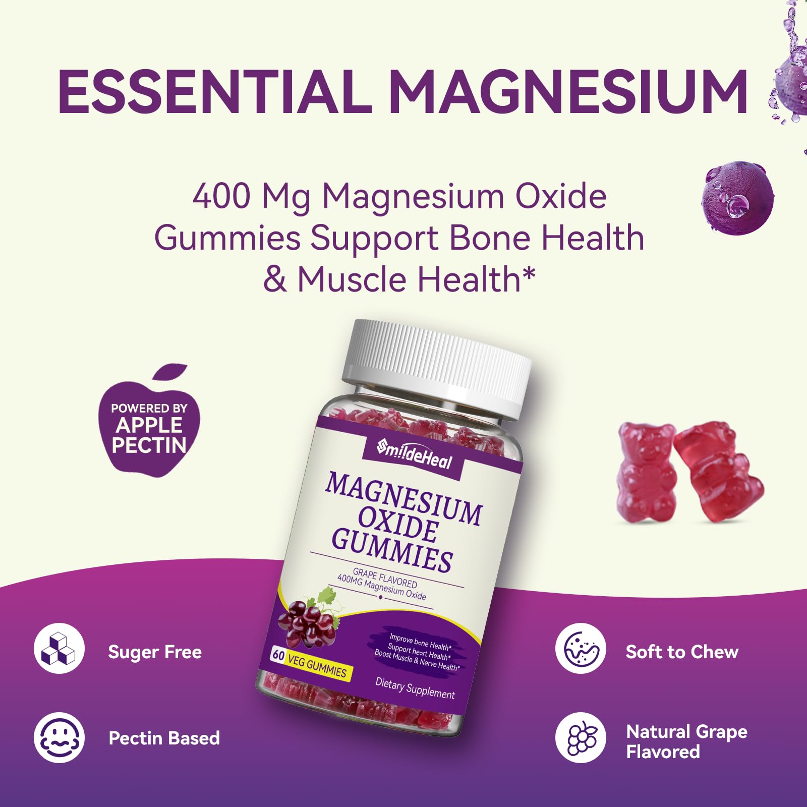 SmildeHeal Magnesium Gummies in a bowl
