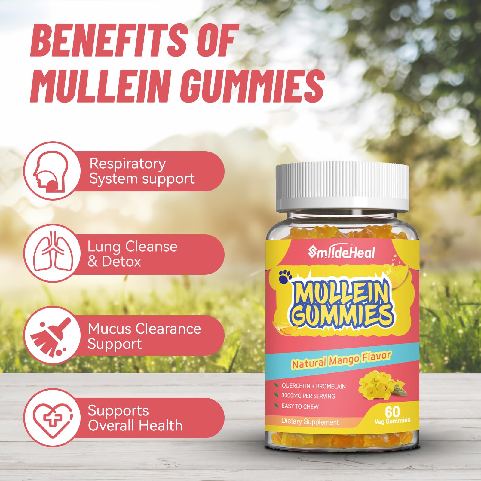 SmildeHeal Mullein Gummies bottle side view