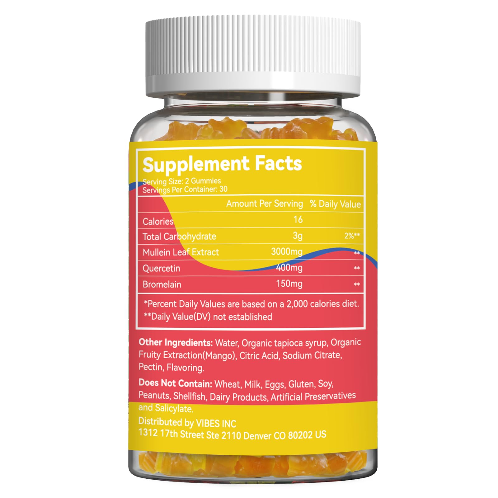 SmildeHeal Mullein Gummies mango flavour close-up
