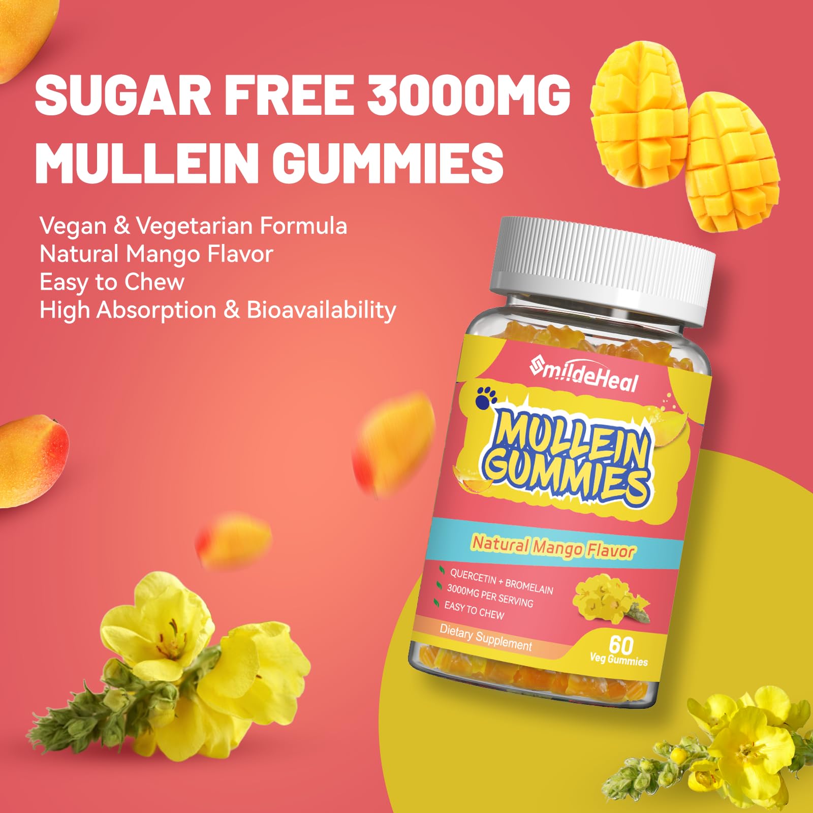 SmildeHeal Mullein Gummies with a measuring spoon
