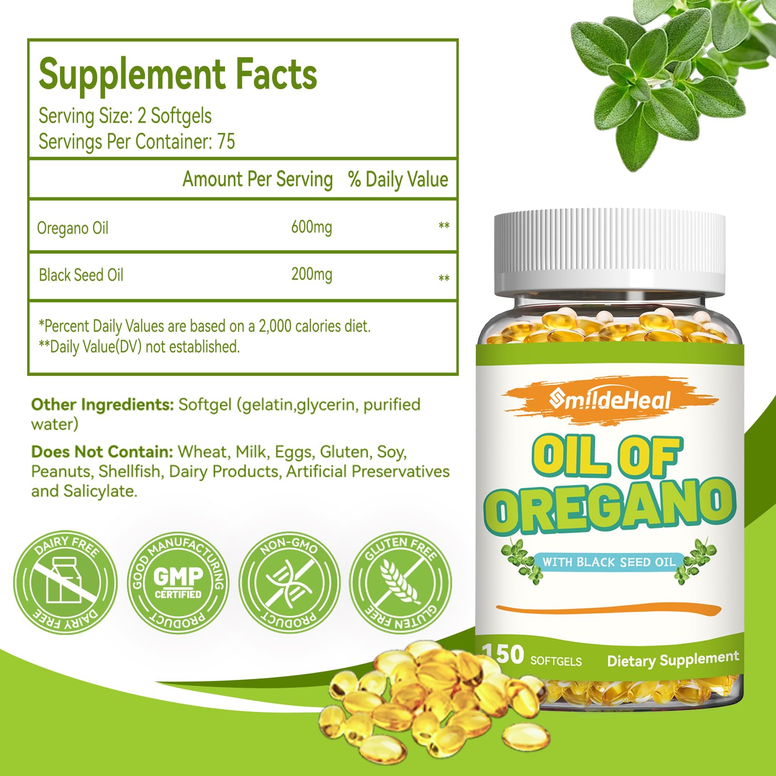 SmildeHeal Oregano Oil Softgels in a lifestyle setting
