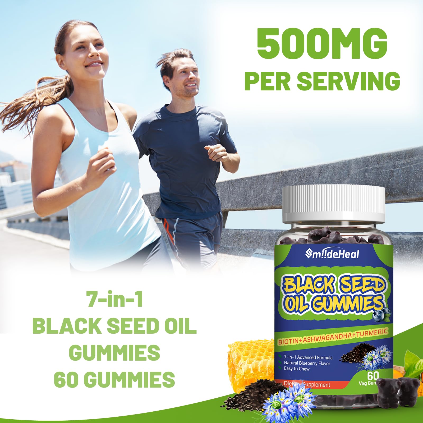 SmildeHeal Organic Black Seed Oil Gummies in a hand