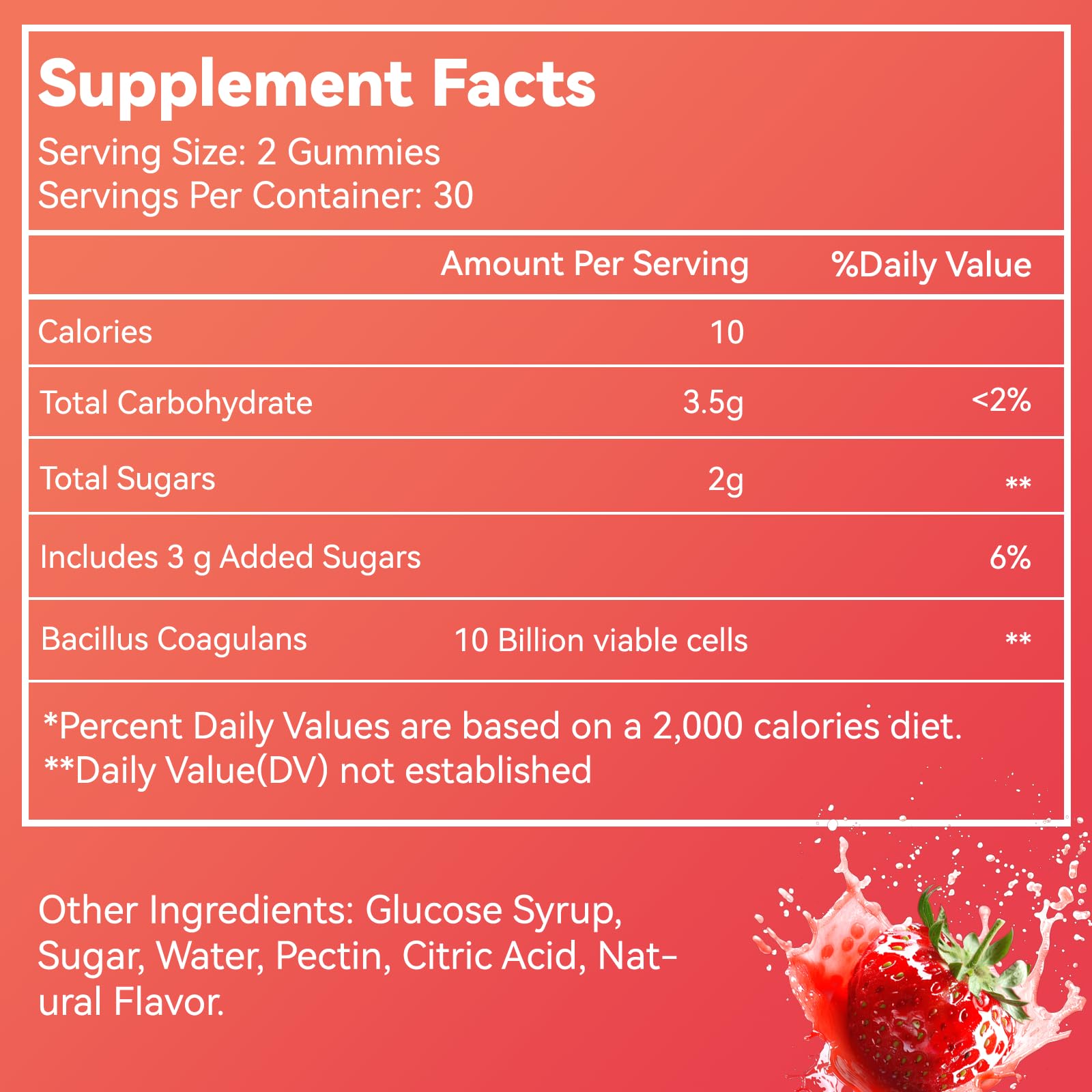 SmildeHeal Probiotic Gummies packaging showing ingredients and nutritional information