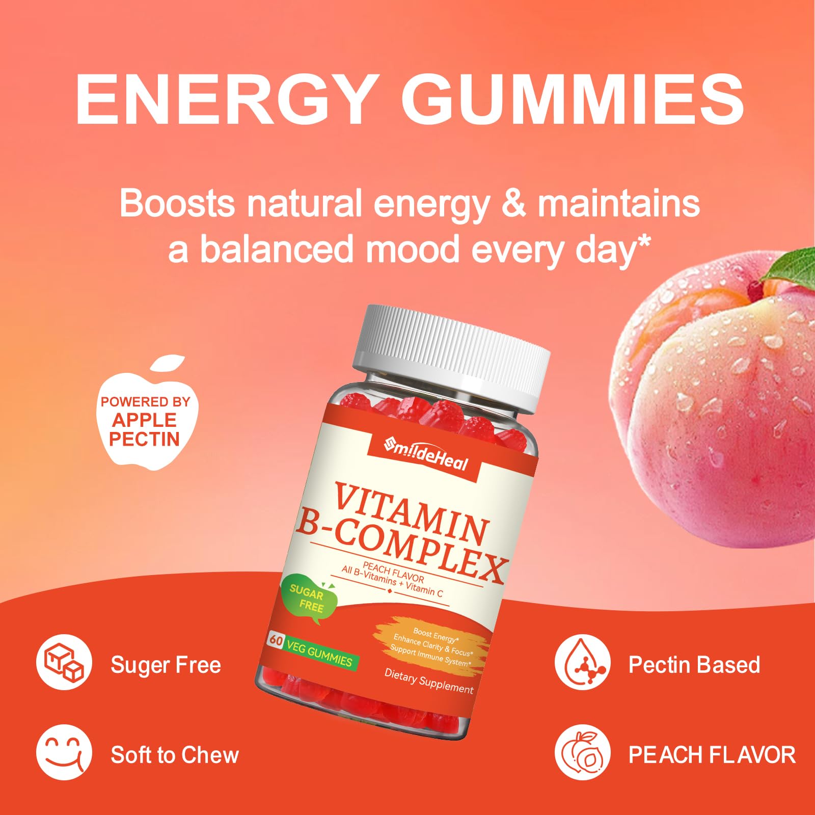 SmildeHeal Vitamin B-Complex Gummies in a bowl