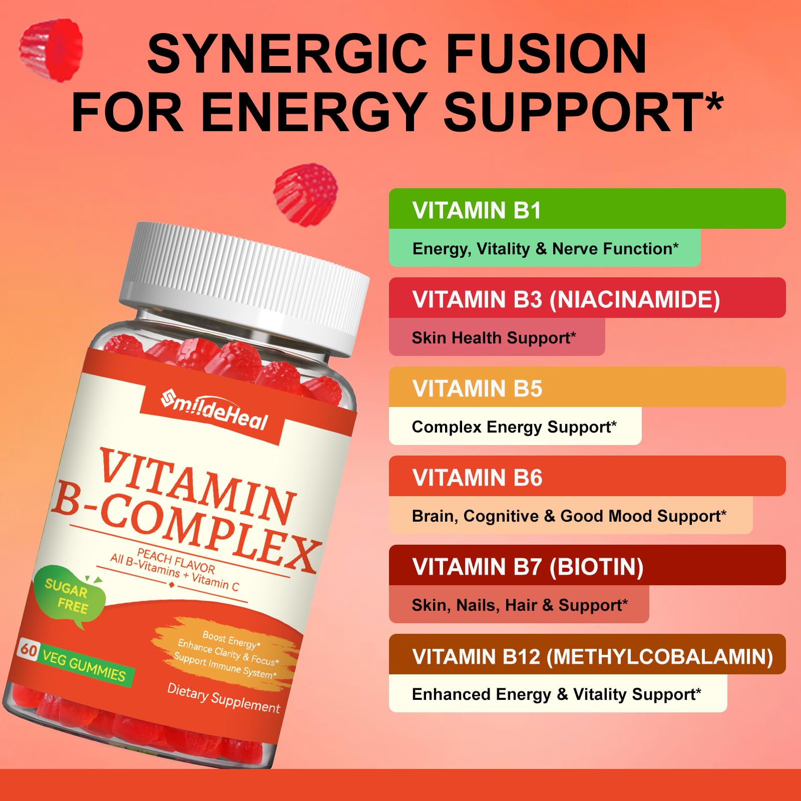 SmildeHeal Vitamin B-Complex Gummies ingredients list