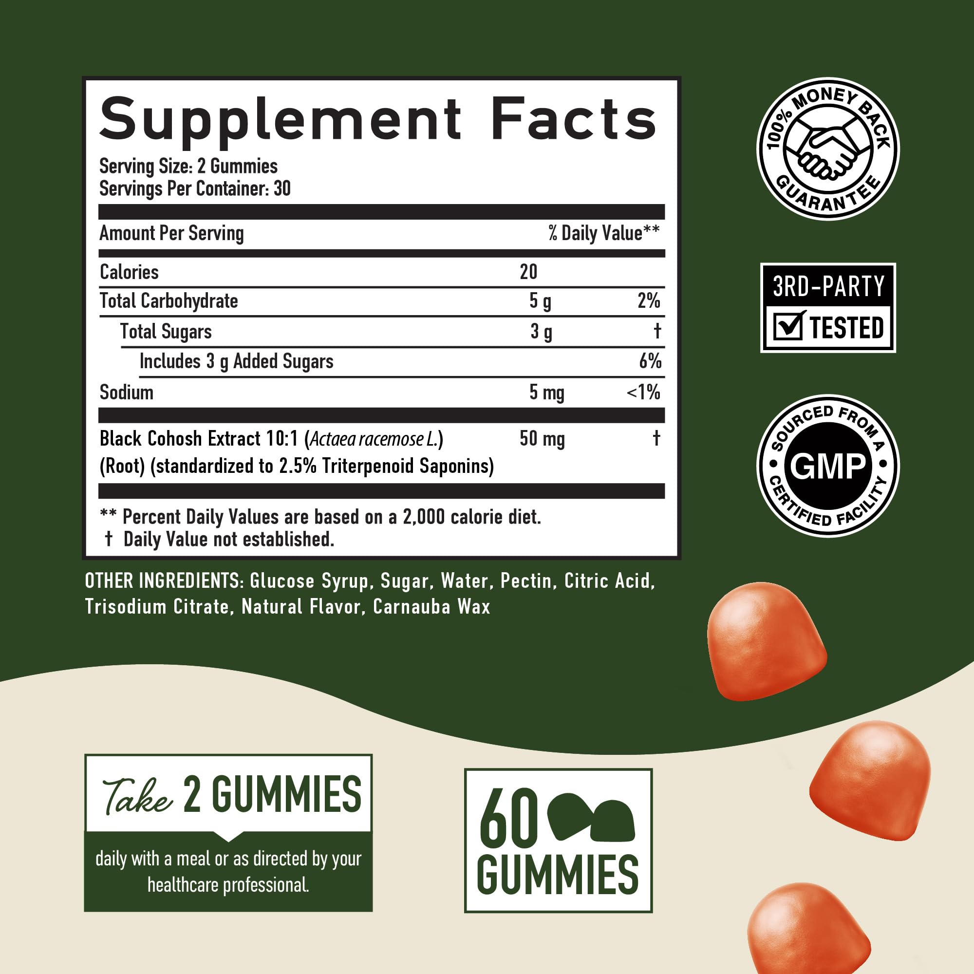 SMNutrition Black Cohosh Gummies on a wooden table