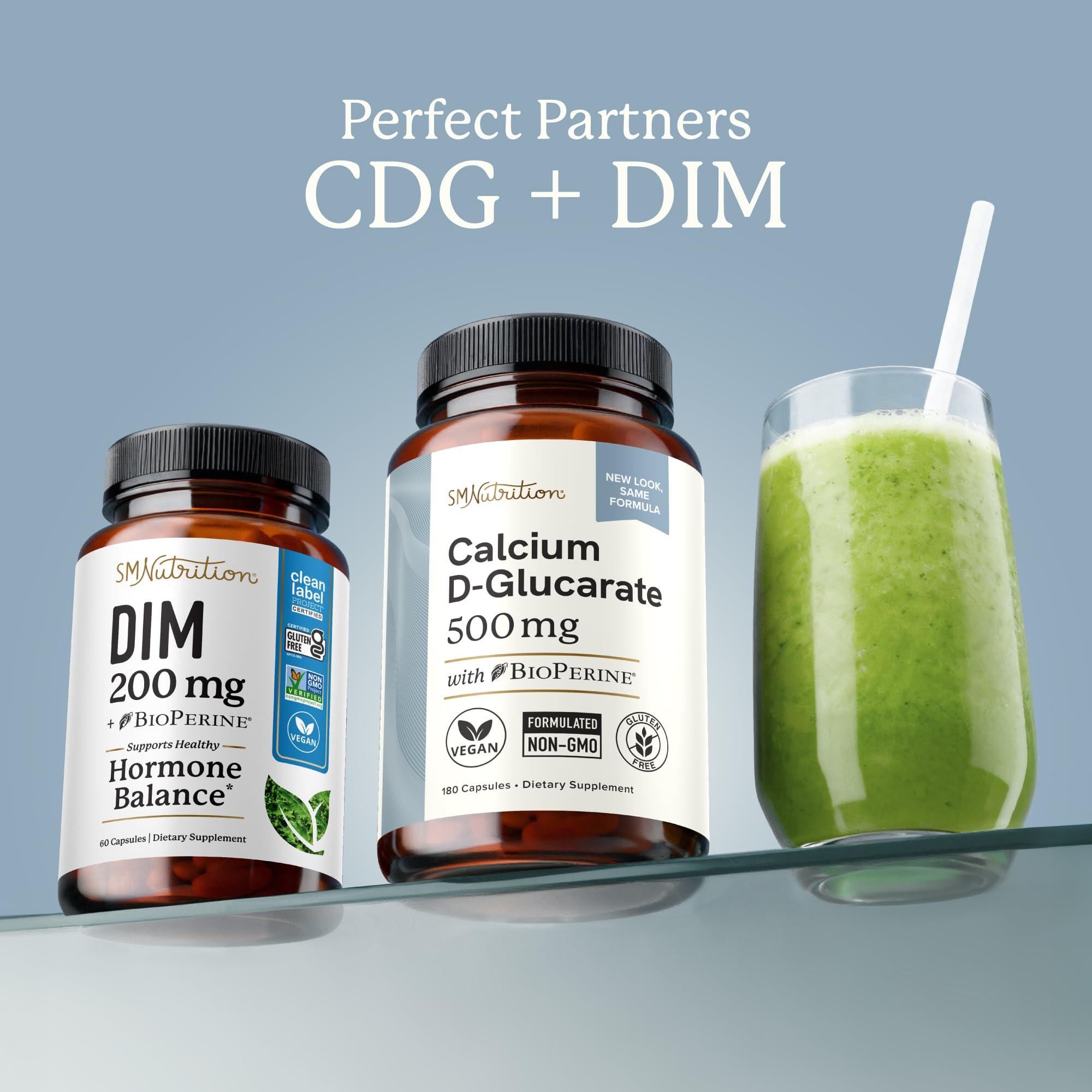 SMNutrition Calcium D Glucarate 500mg capsules with a measuring spoon