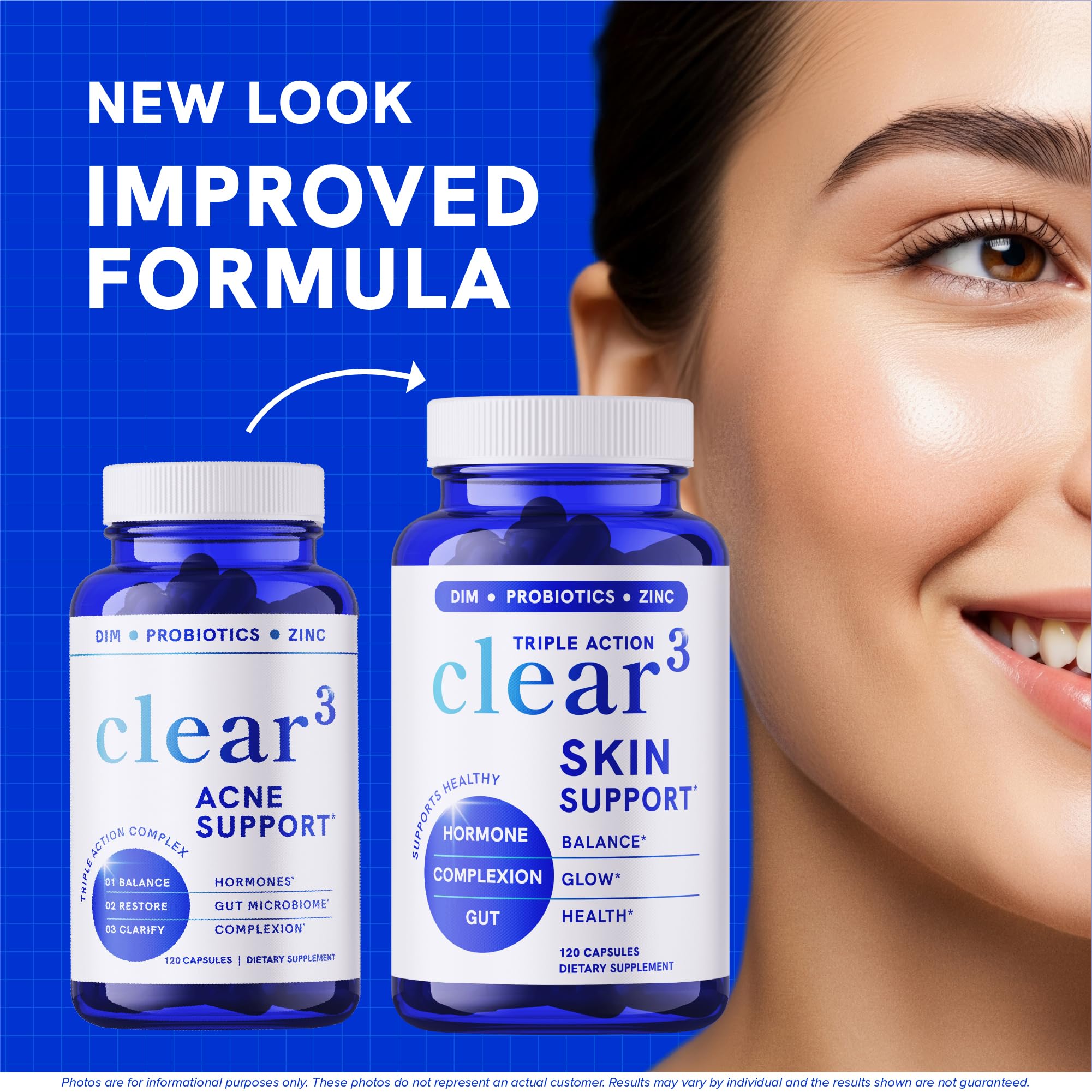 SMNutrition Clear Skin Supplement bottle with label