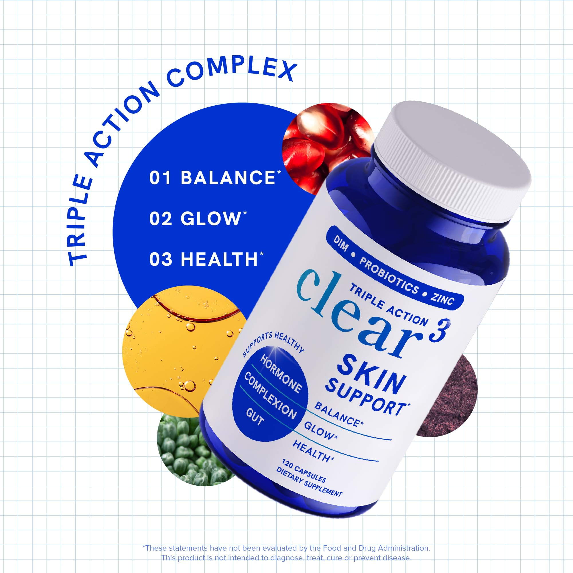 SMNutrition Clear Skin Supplement on a wooden table