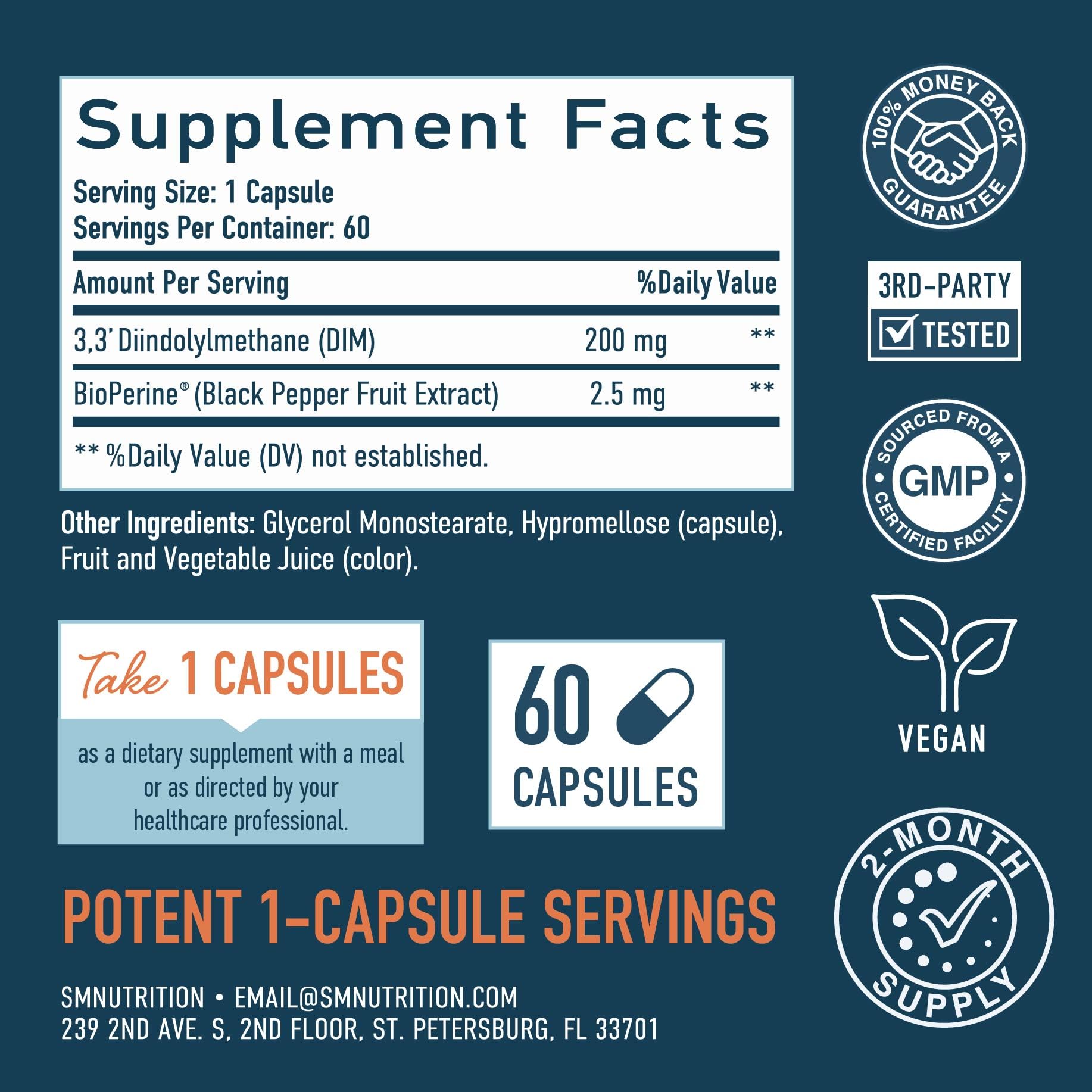 SMNutrition DIM Beadlets 200mg ingredients list