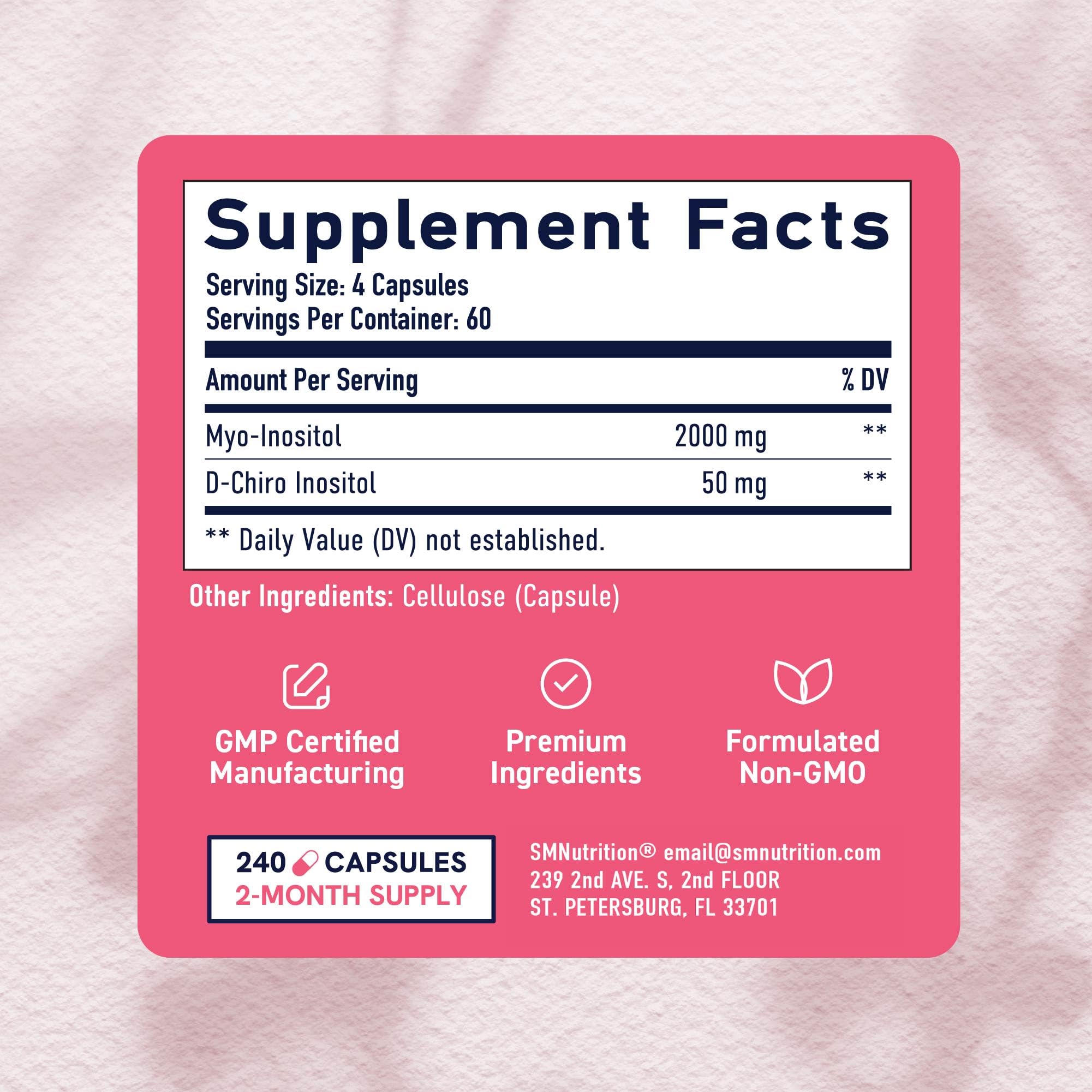 SMNutrition Myo & D-Chiro Inositol Supplement ingredients list