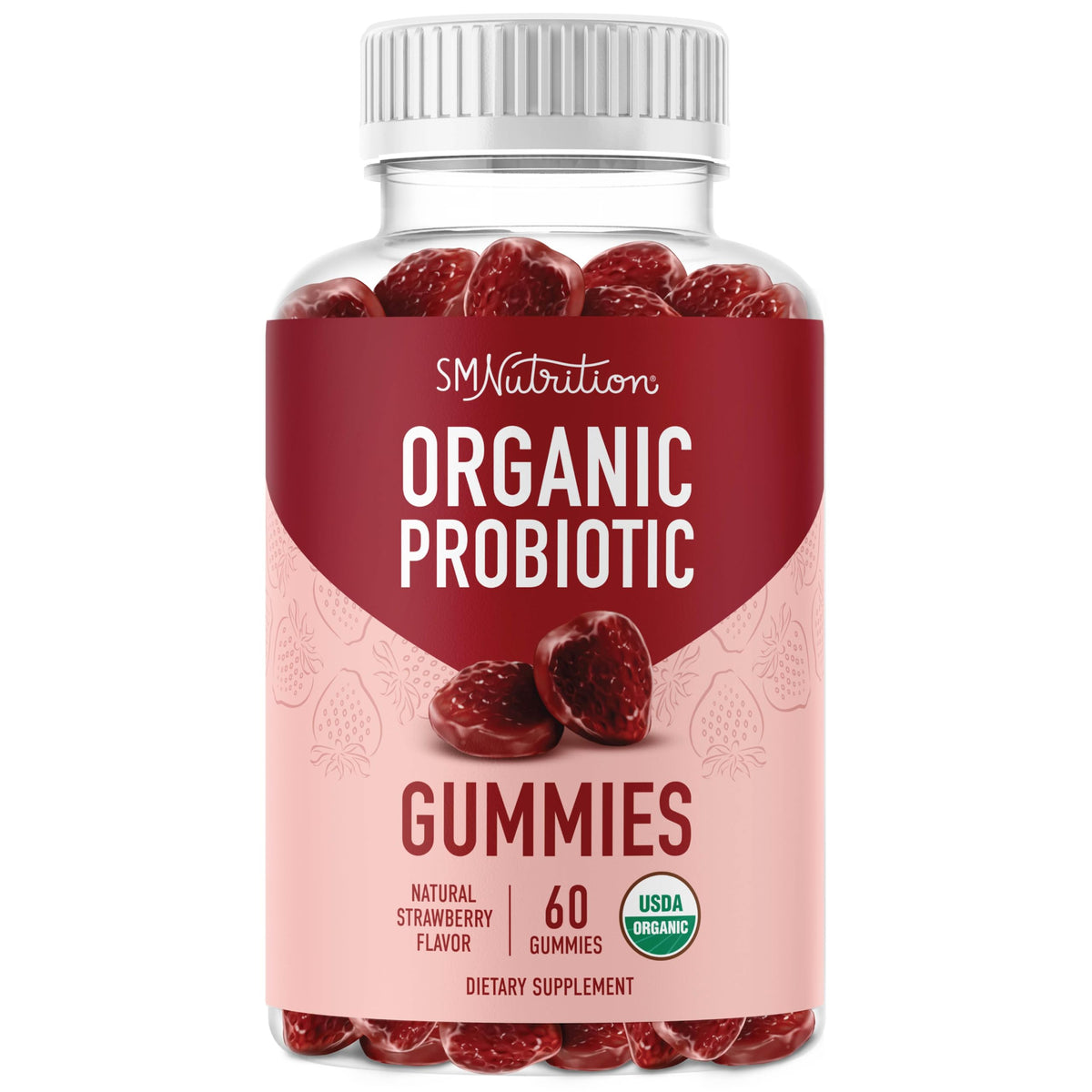 SMNutrition Organic Probiotic Gummies 60 count front view