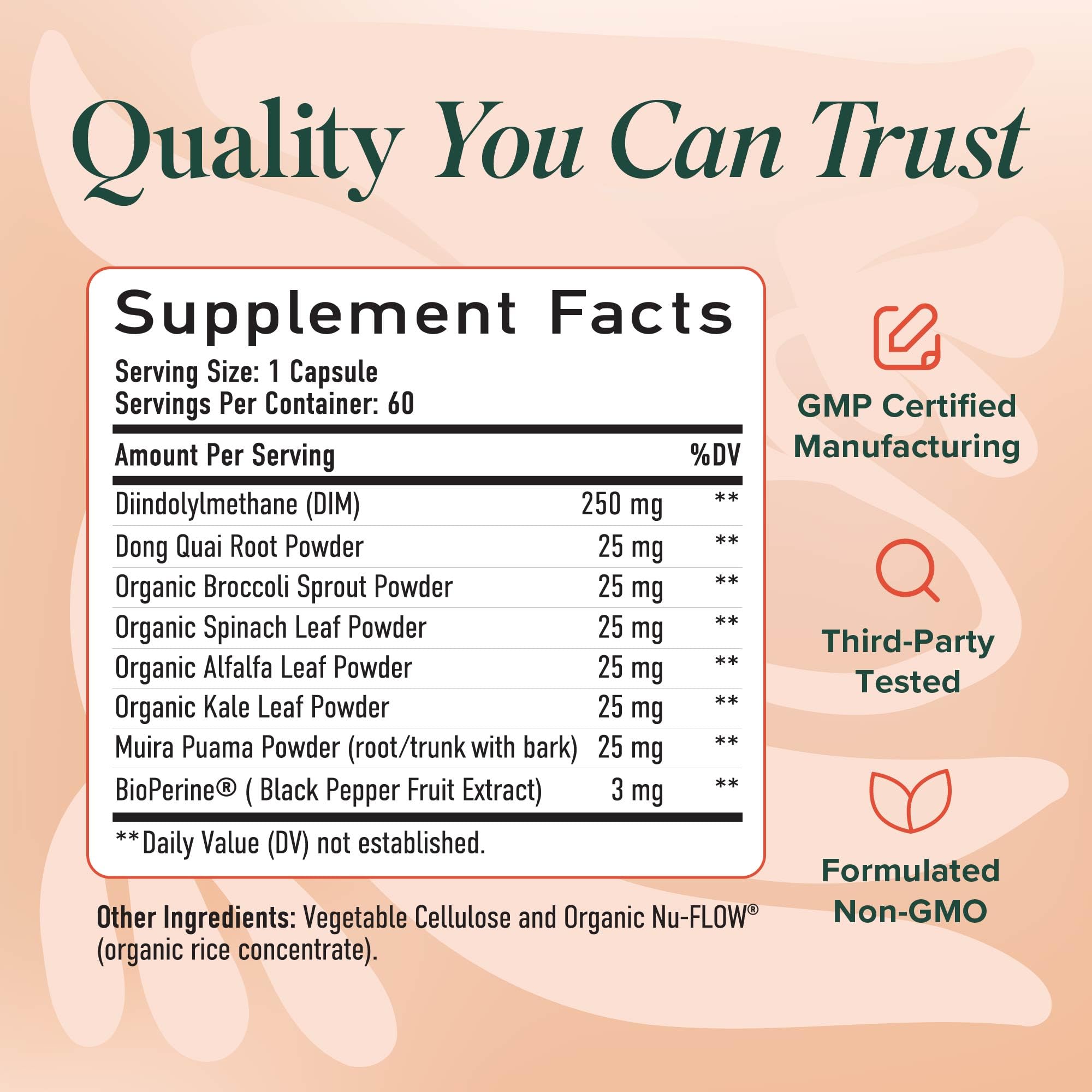 SMNutrition Women's DIM Complex 250mg on a wooden table