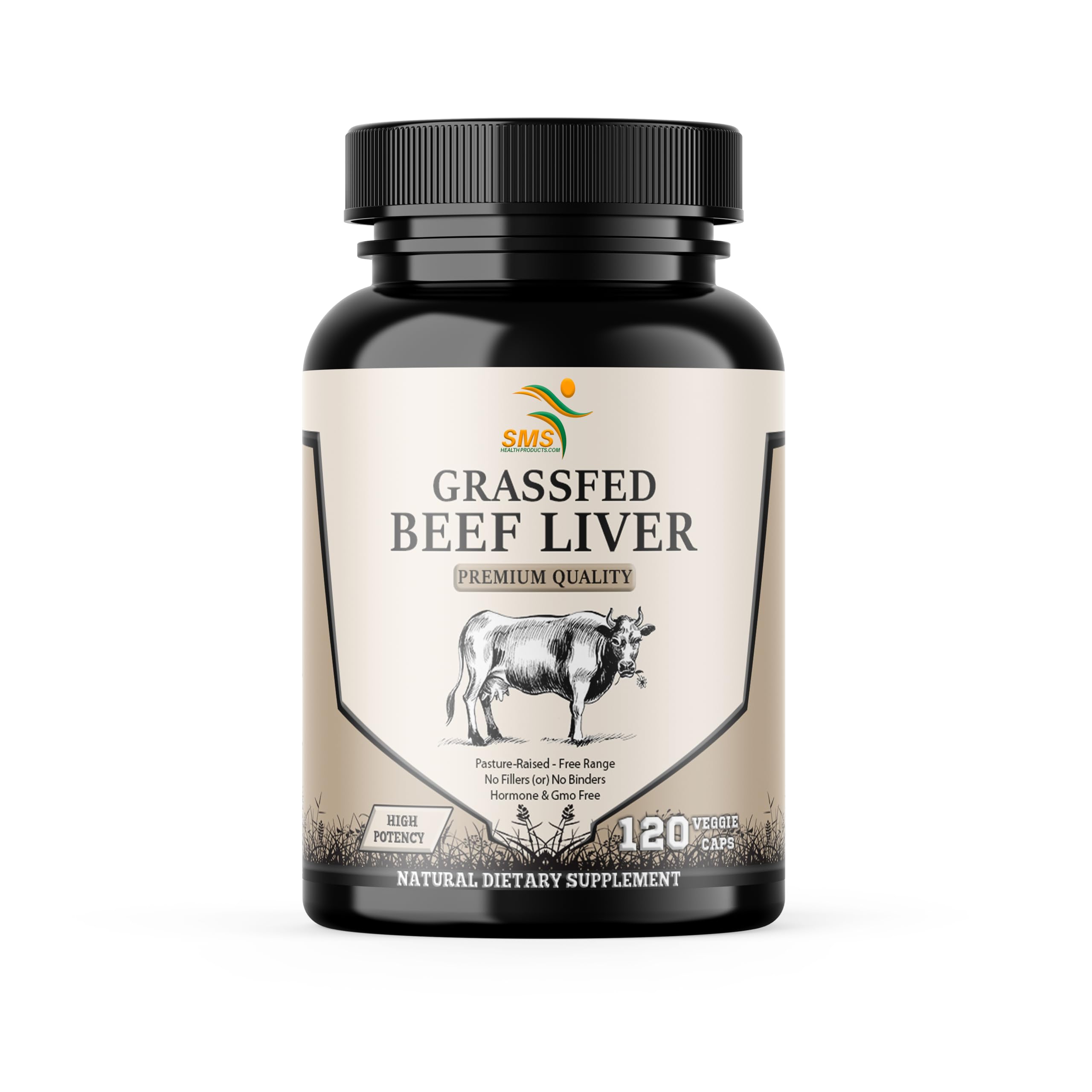 SMSHEALTHPRODUCTS.com Beef Liver Extract 2000mg front view