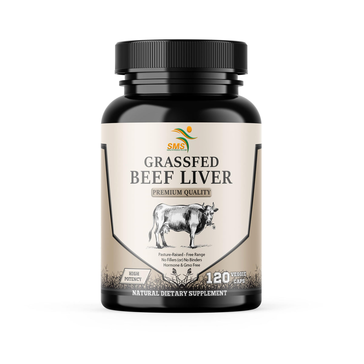 SMSHEALTHPRODUCTS.com Beef Liver Extract 2000mg front view