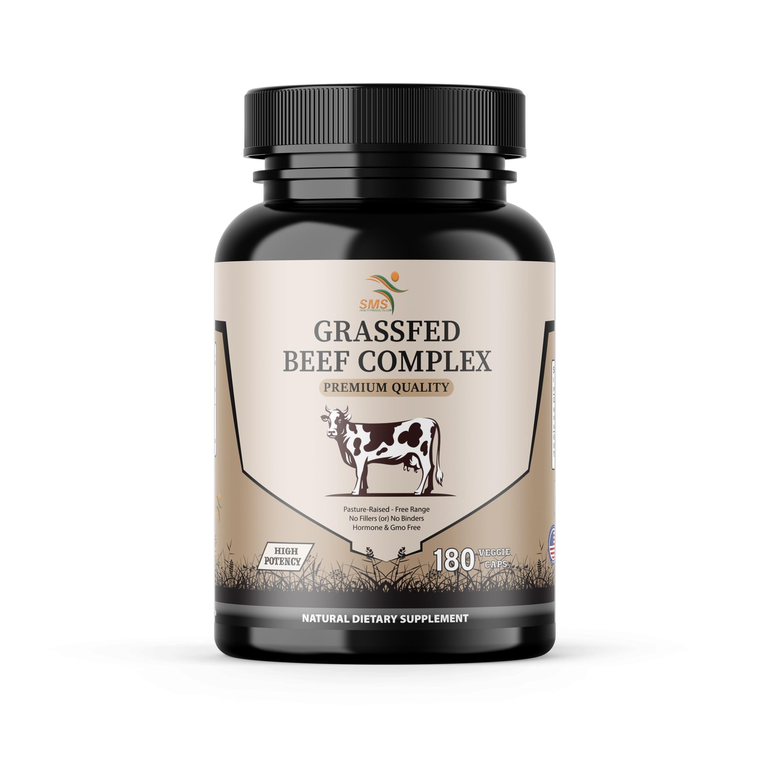 SMSHEALTHPRODUCTS.com Beef Organ Complex Capsules bottle front view