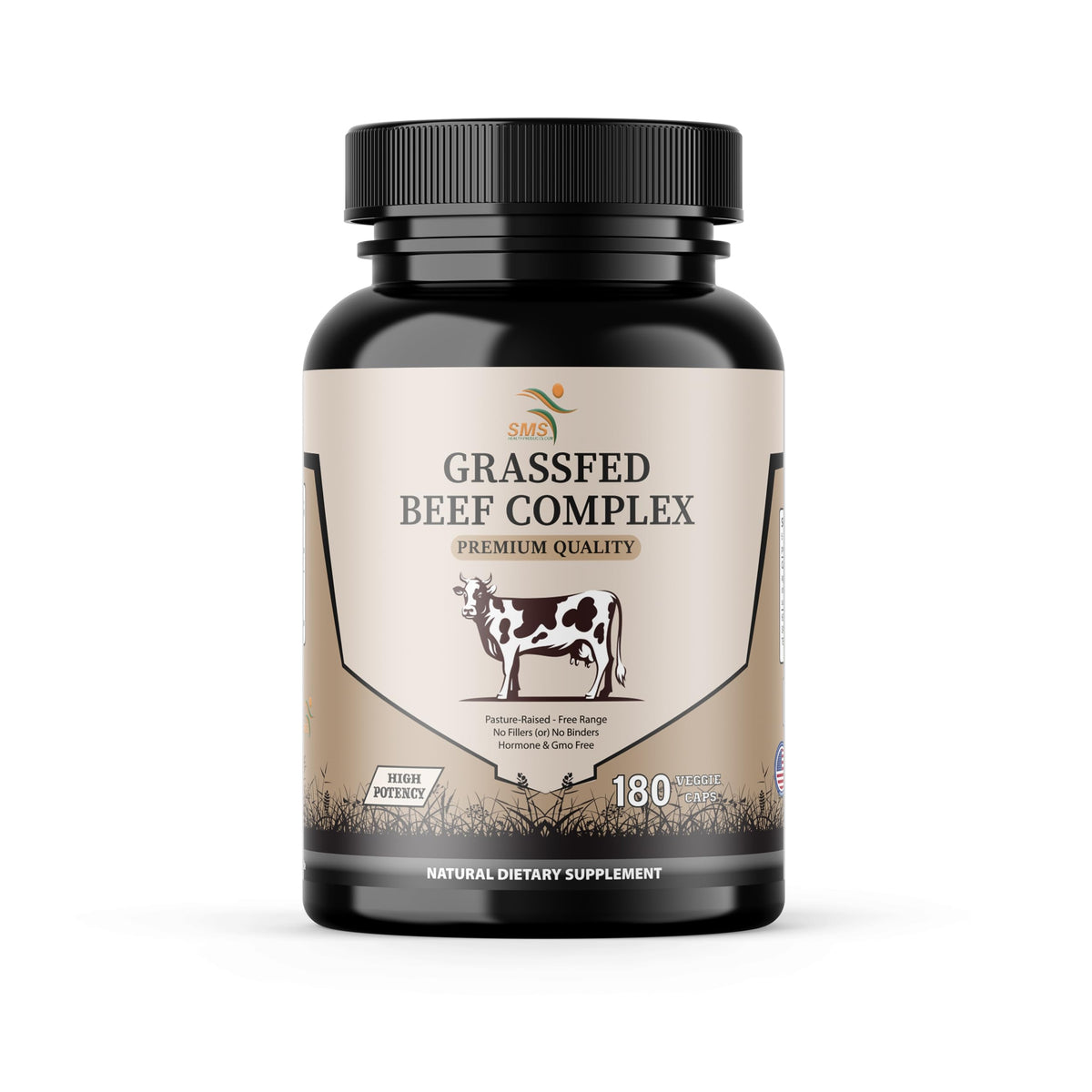 SMSHEALTHPRODUCTS.com Beef Organ Complex Capsules bottle front view