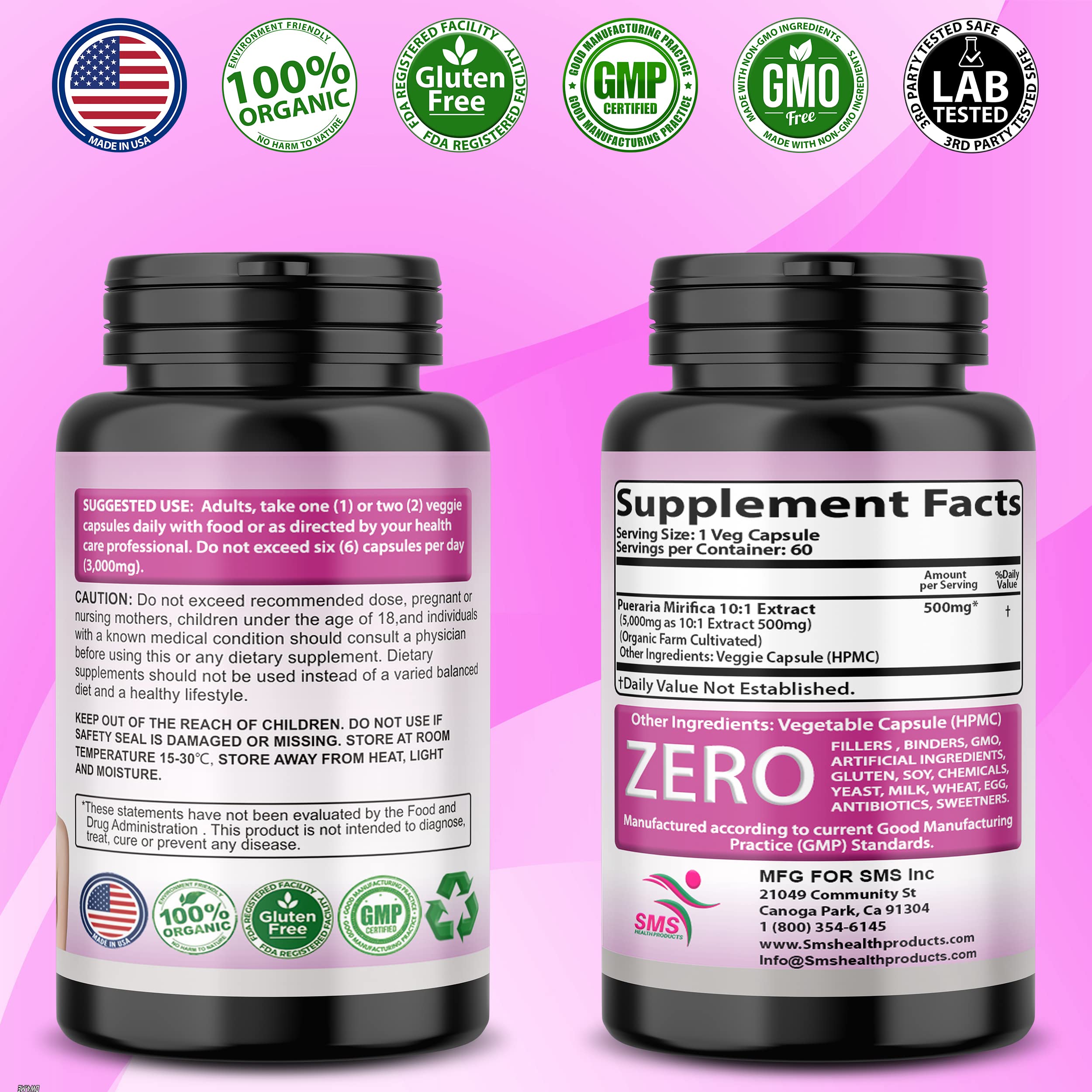 SMSHEALTHPRODUCTS.com Blended Vitamin & Mineral Supplement side view