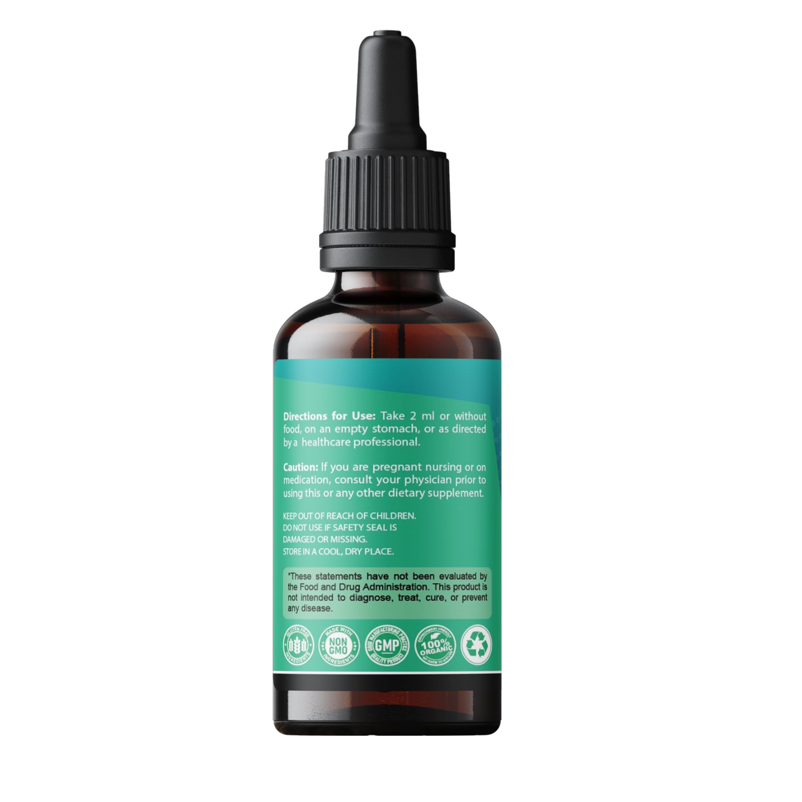 SMSHEALTHPRODUCTS.com Herbal Blend Liquid Supplement 60 mL bottle side view