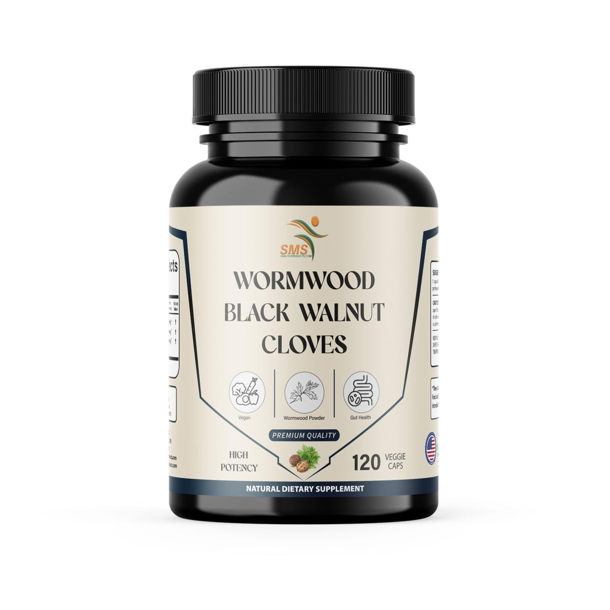 SMSHEALTHPRODUCTS.com Herbal Supplement 120 Veggie Capsules front view