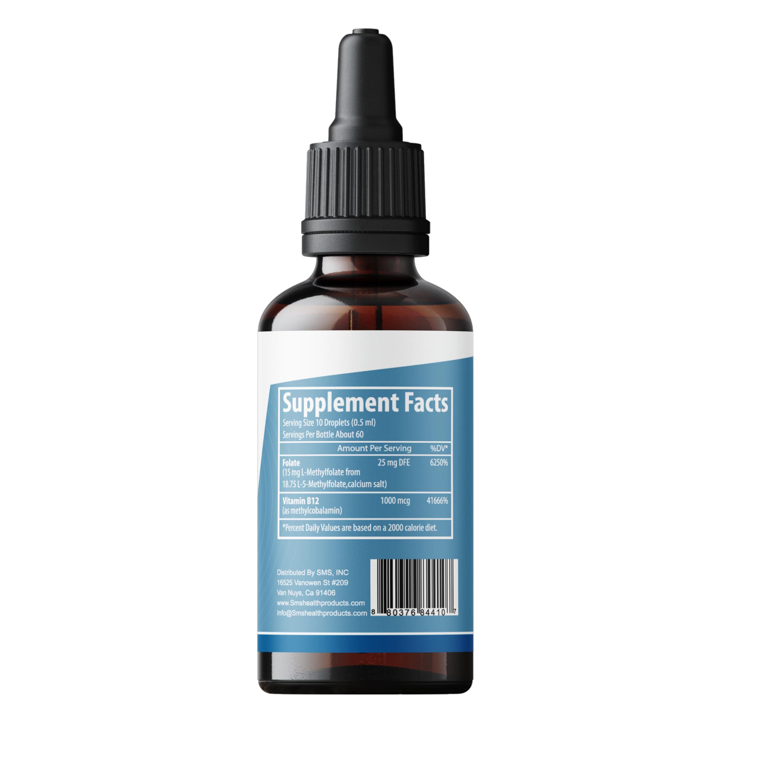 SMSHEALTHPRODUCTS.com Organic L-Methylfolate 5-MTHF Drops ingredients list