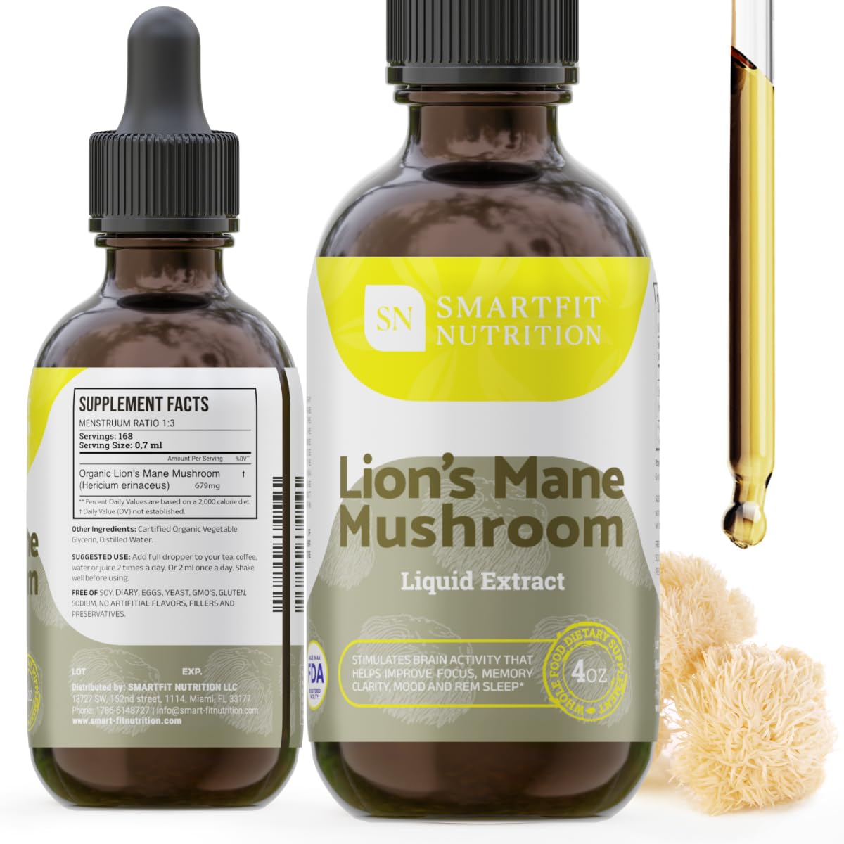 SN SMARTFIT NUTRITION Lions Mane Mushroom Liquid Extract front view