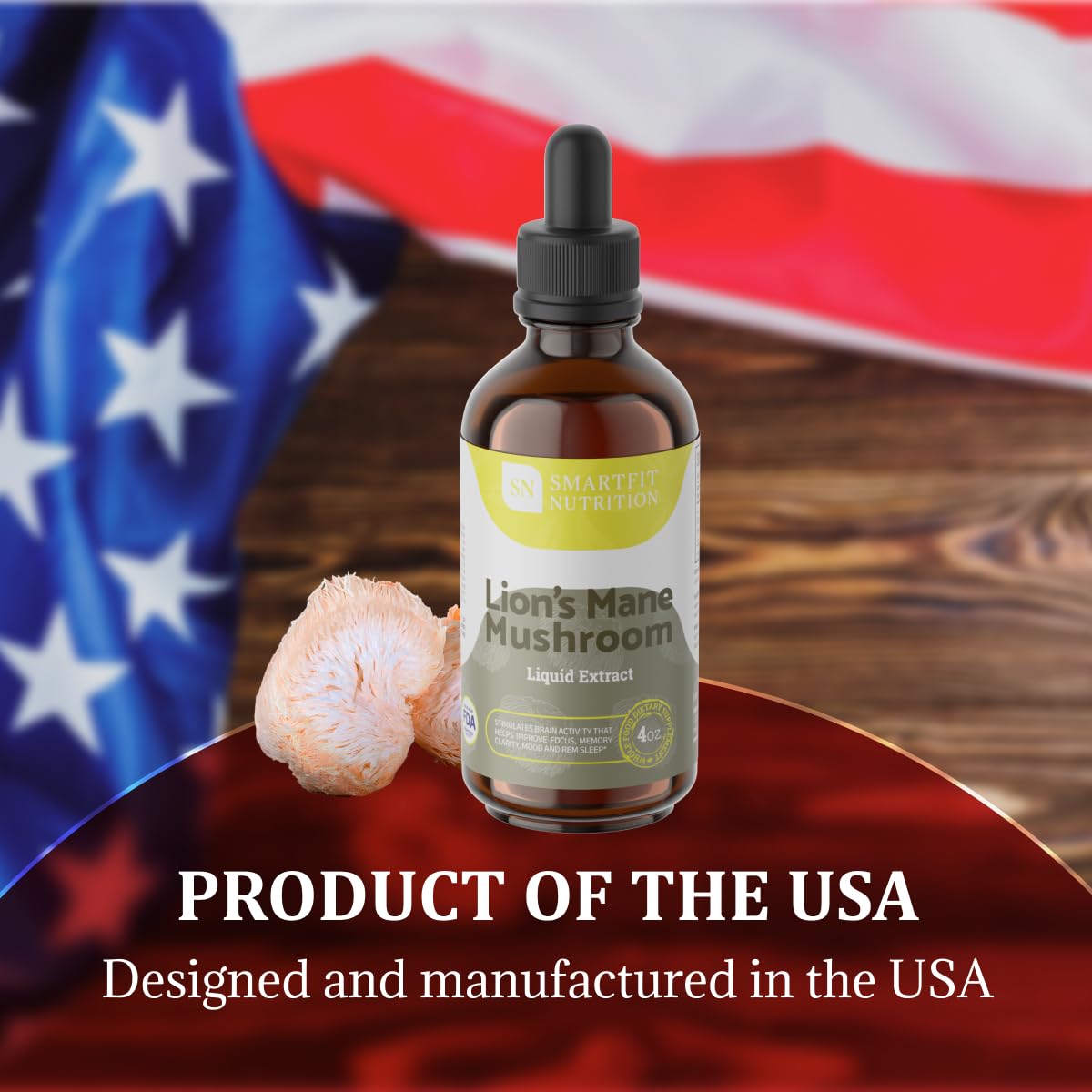 SN SMARTFIT NUTRITION Lions Mane Mushroom Liquid Extract in a lifestyle setting