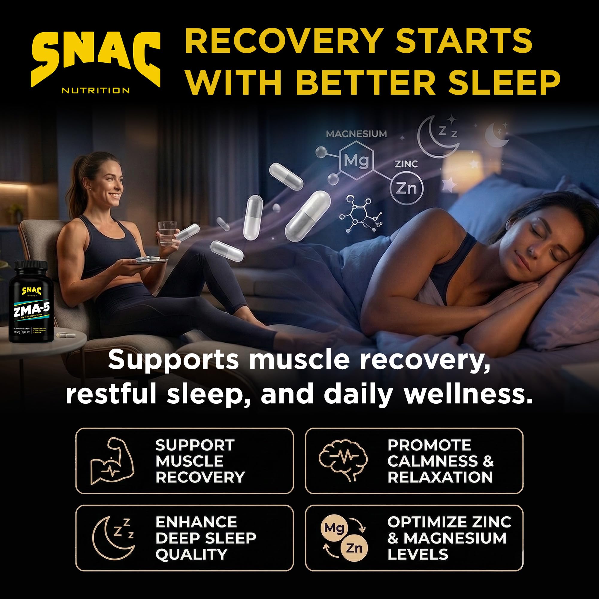 SNAC 5-HTP Daily Supplement capsules close-up