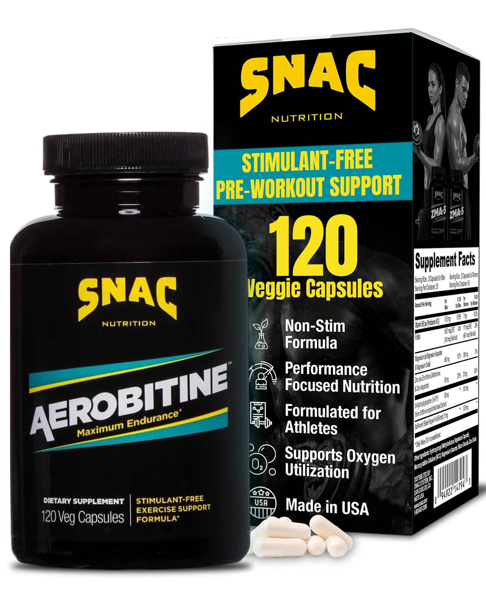 SNAC Aerobitine Nitric Oxide Capsules bottle front view