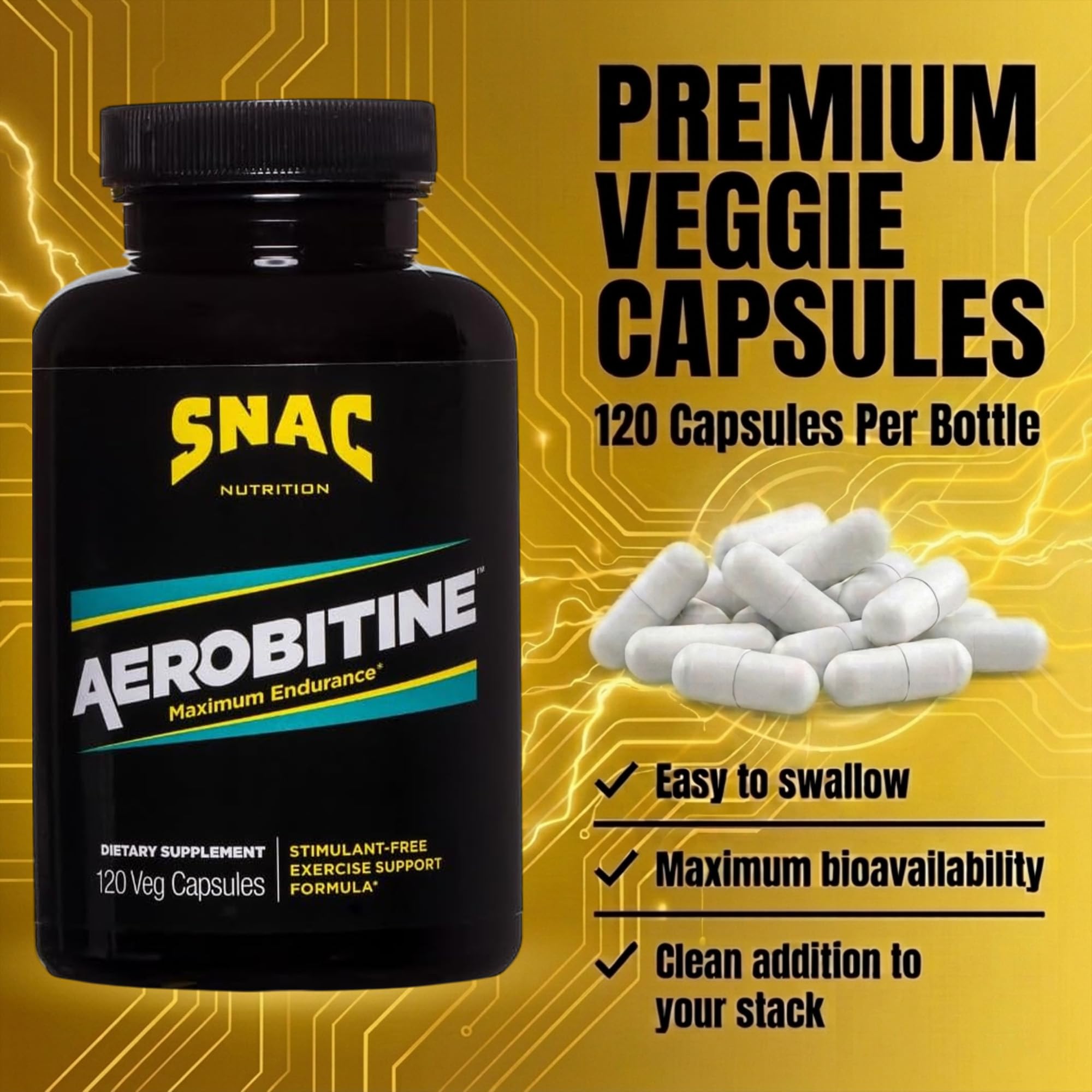 SNAC Aerobitine Nitric Oxide Capsules with a glass of water