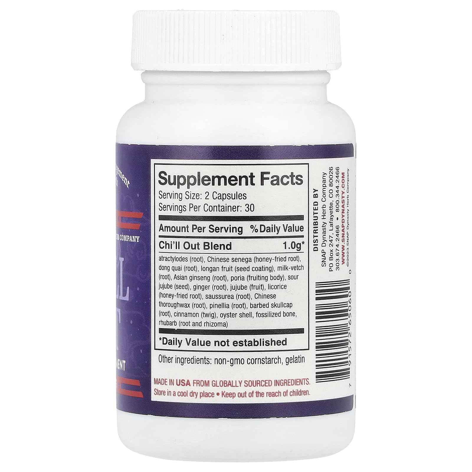 Snap Dynasty Chi'll Out 60 Capsules side view