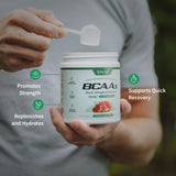 Snap Supplements BCAA Powder 5000mg mixed in a glass