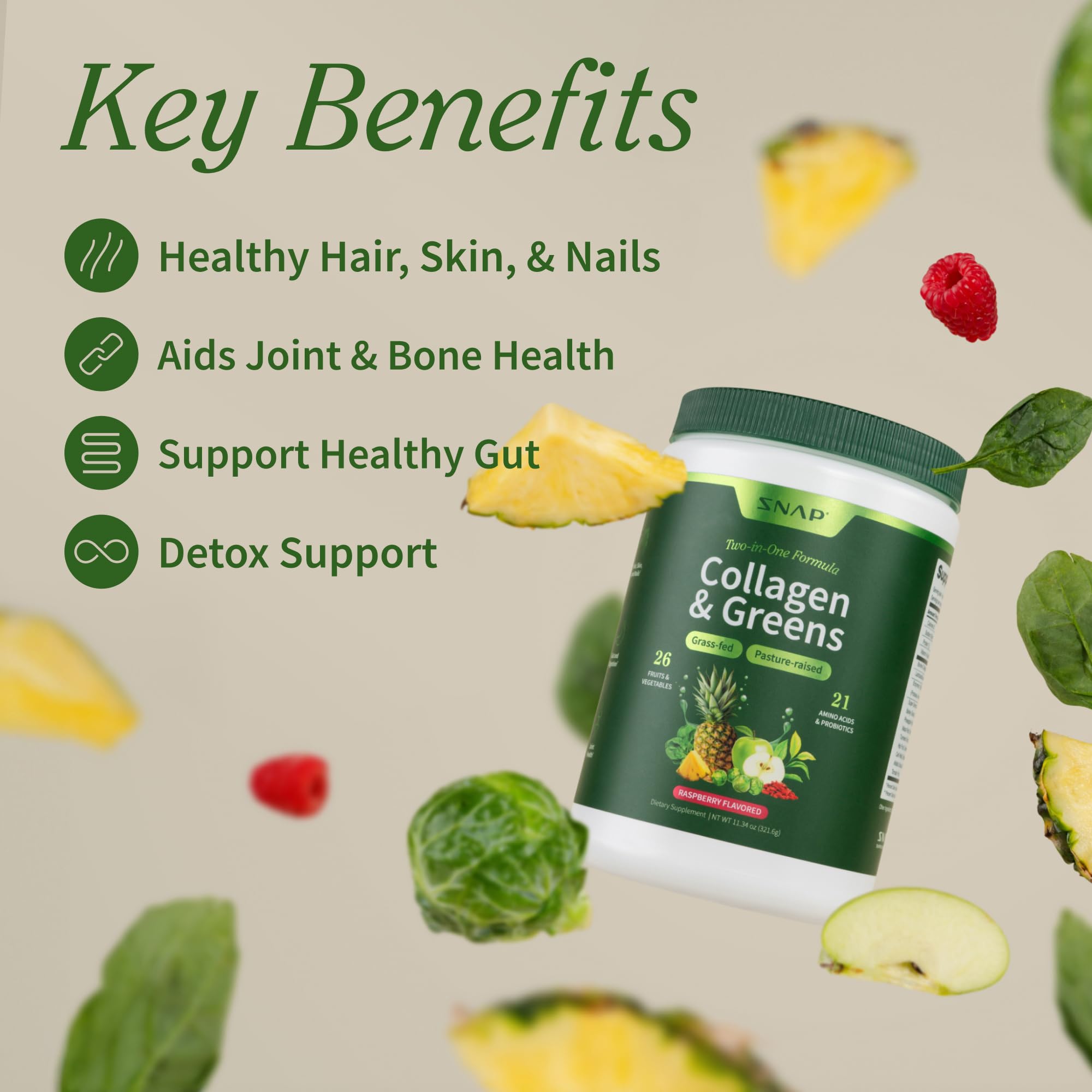 Snap Supplements Collagen Greens Superfood in a smoothie