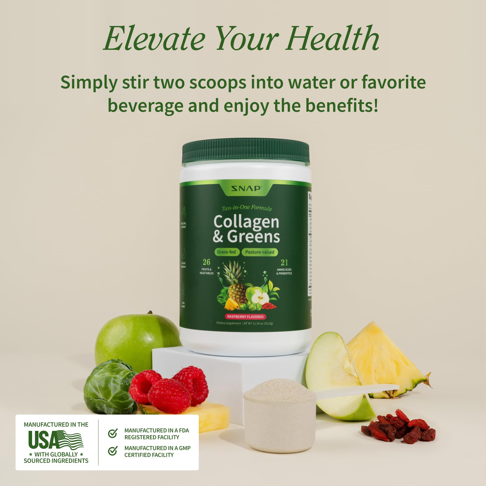 Snap Supplements Collagen Greens Superfood nutritional information