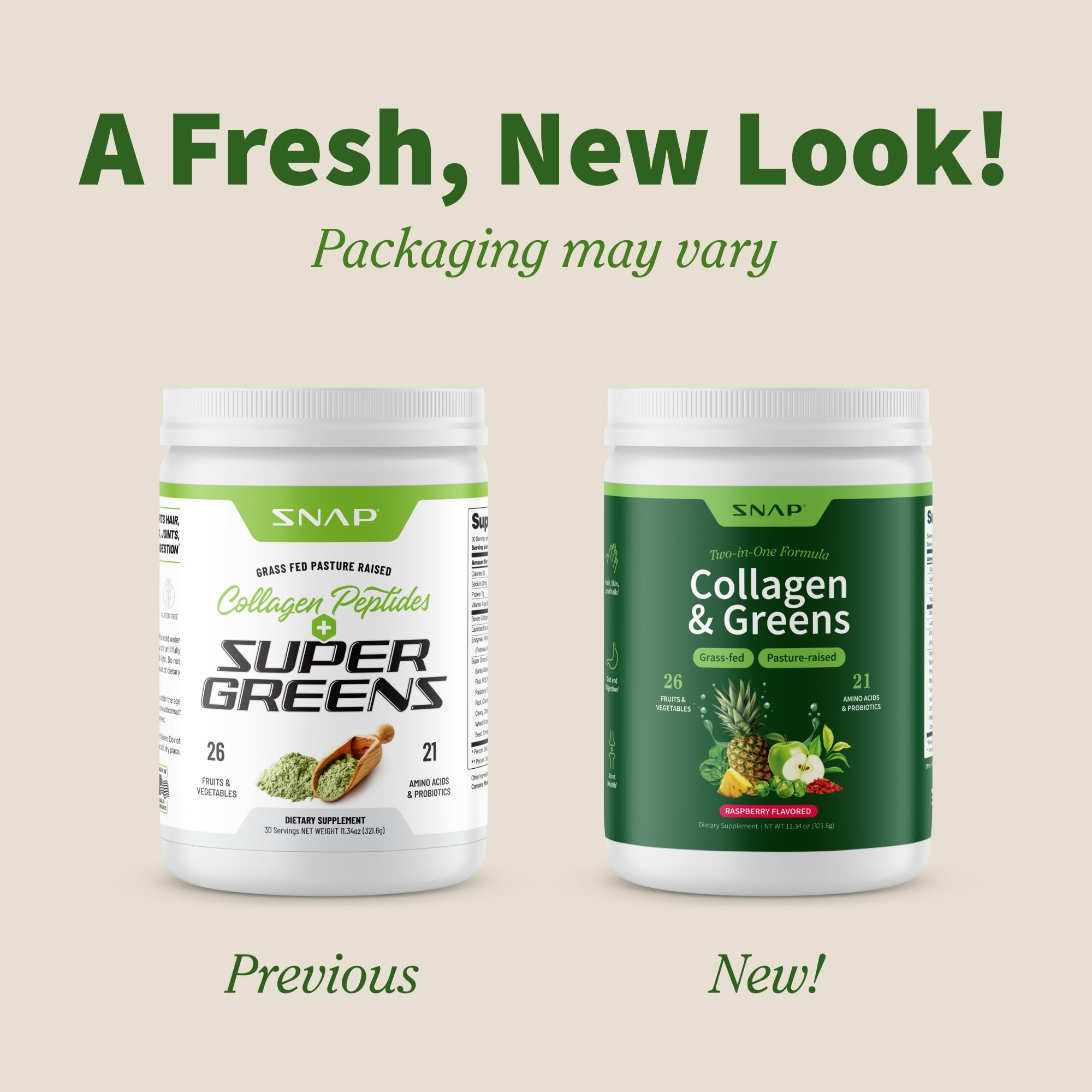 Snap Supplements Collagen Greens Superfood packaging side view