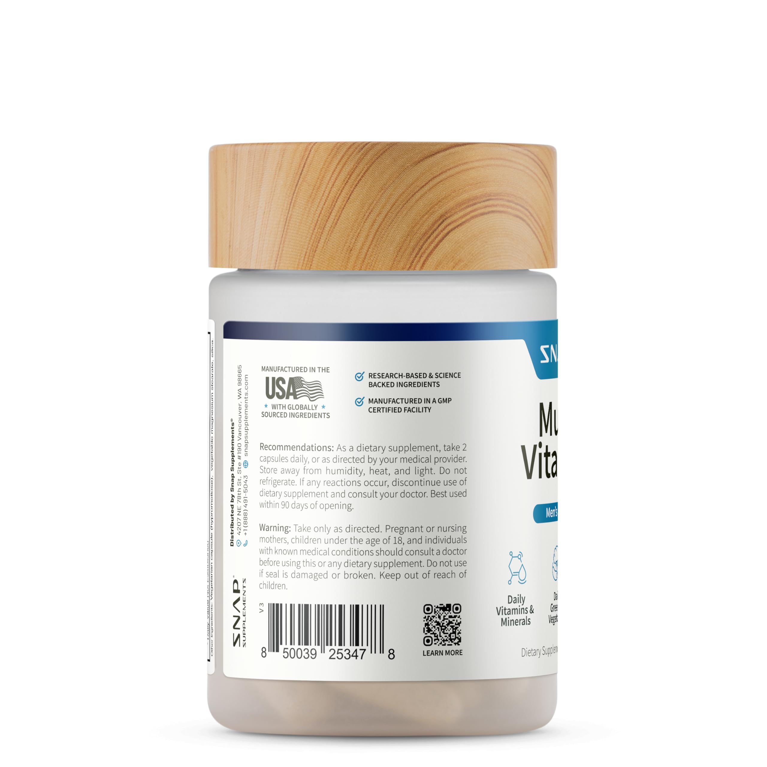 Snap Supplements Daily Multivitamin for Men displayed with health items