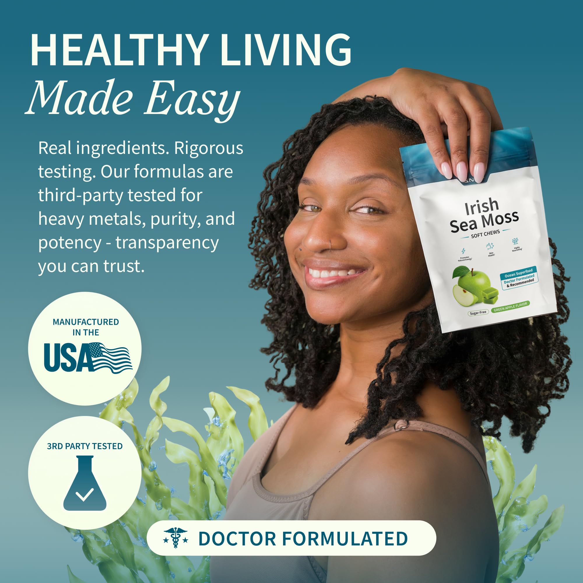 Snap Supplements Irish Sea Moss Soft Chews in hand