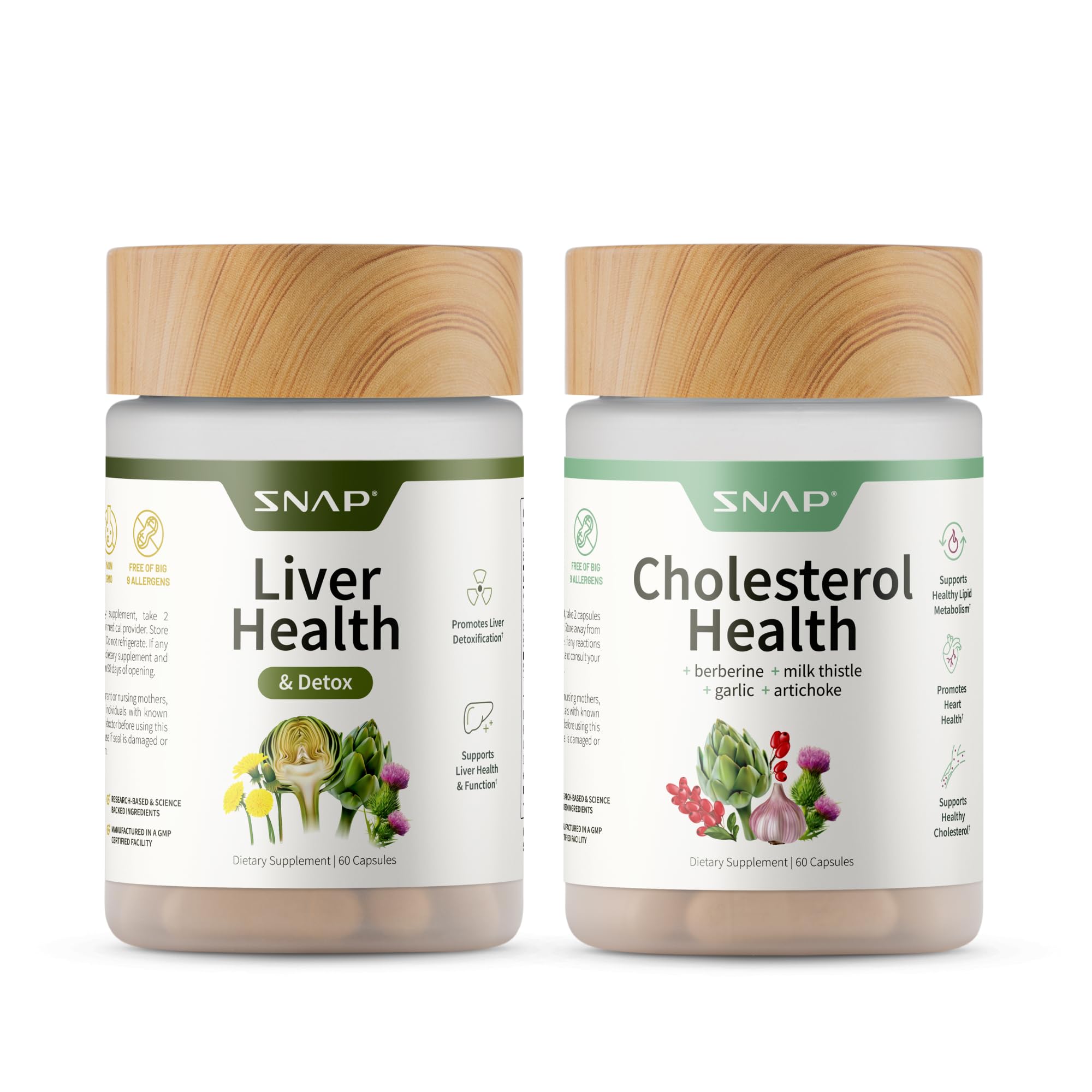 Snap Supplements Liver Health & Cholesterol Support Bundle front view