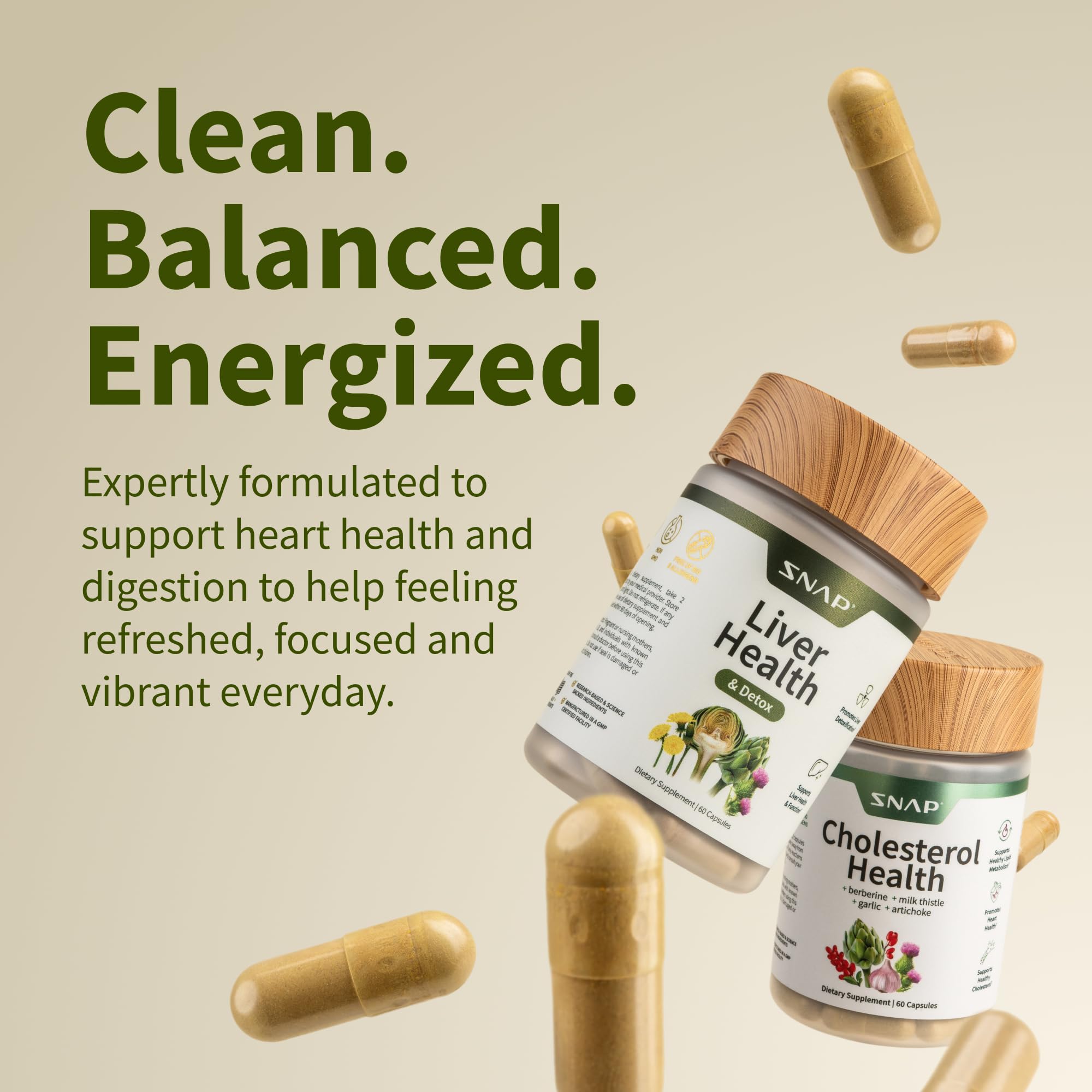 Snap Supplements Liver Health & Cholesterol Support Bundle ingredients list