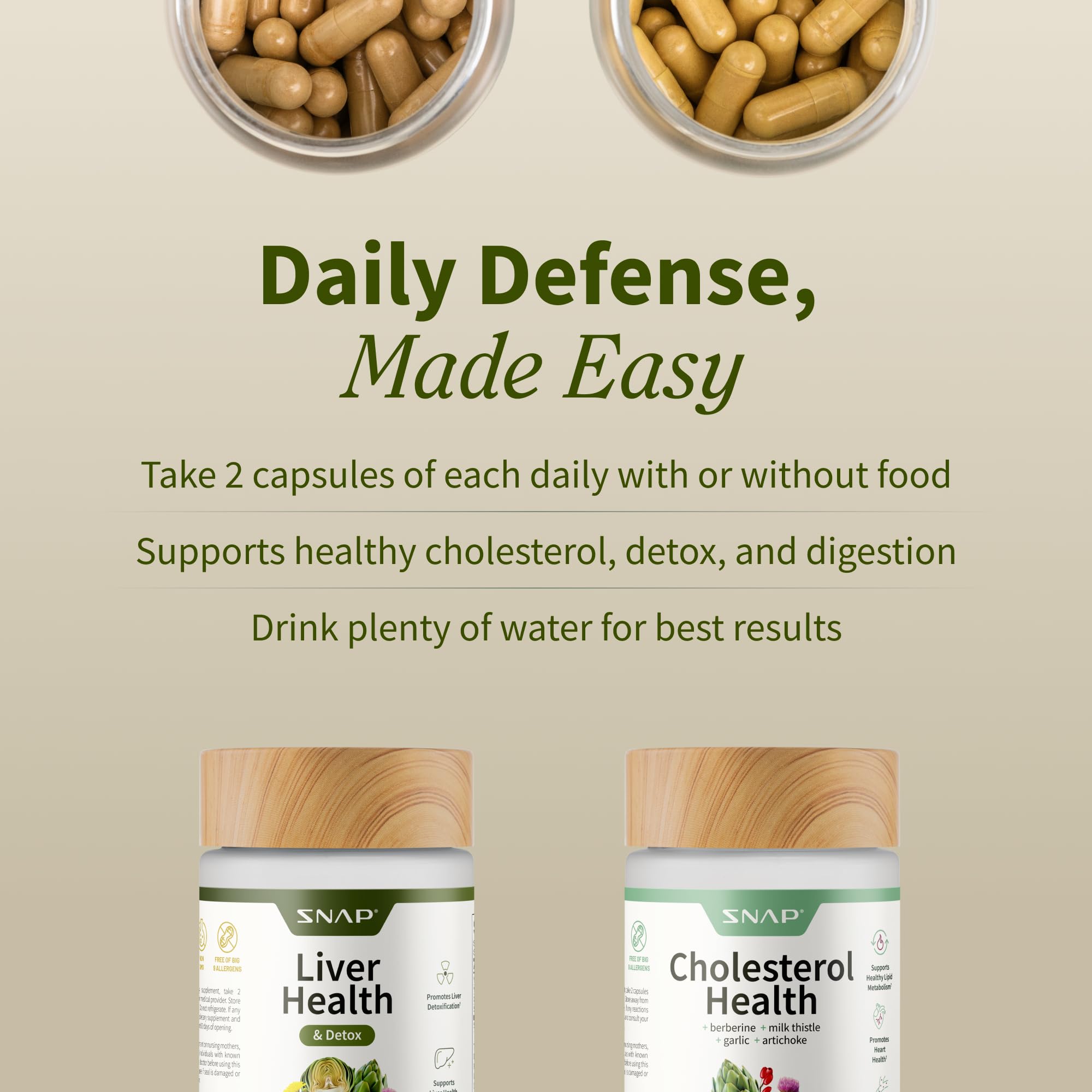 Snap Supplements Liver Health & Cholesterol Support Bundle packaging